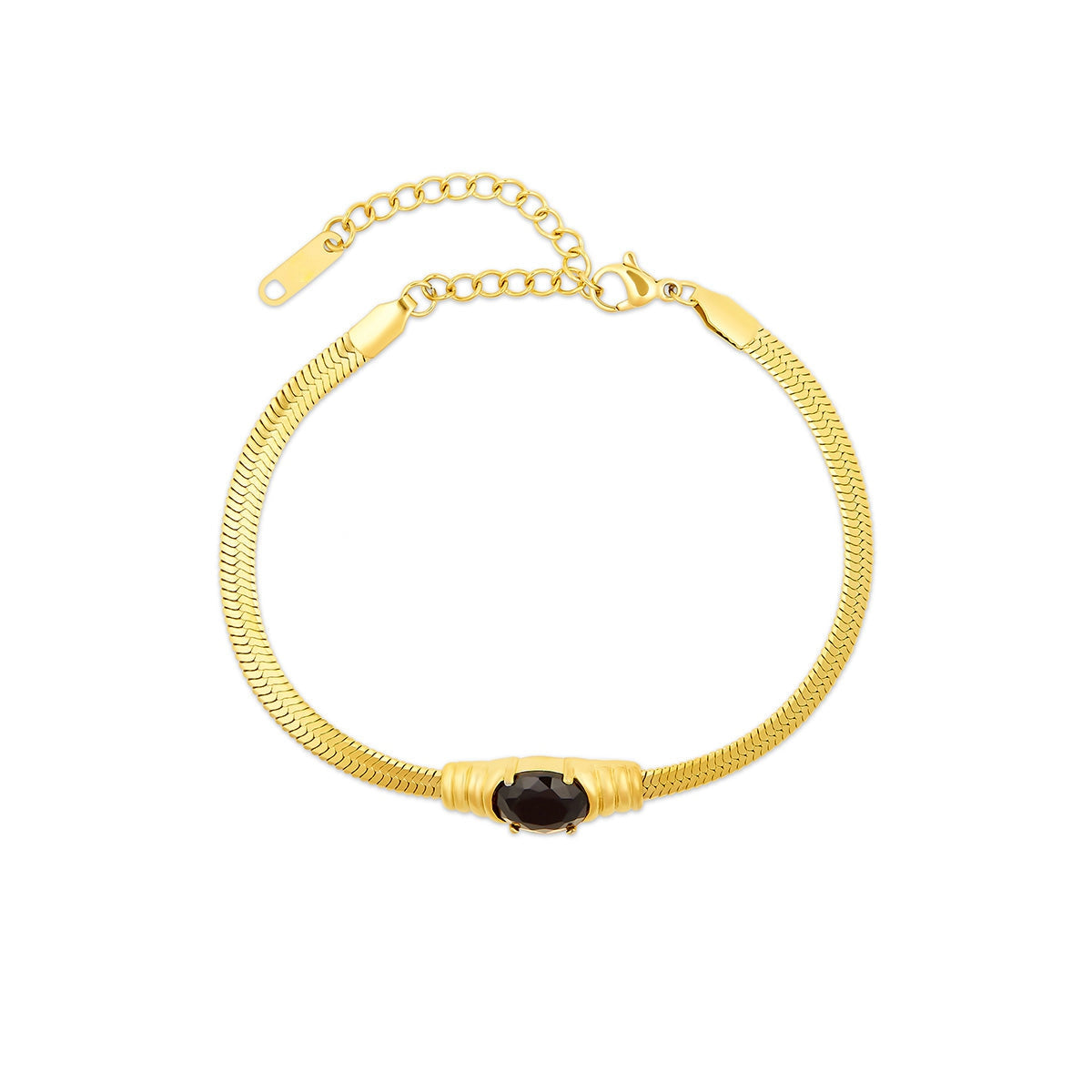 Mesh Bracelet with Onyx Stone 18K Gold Plated