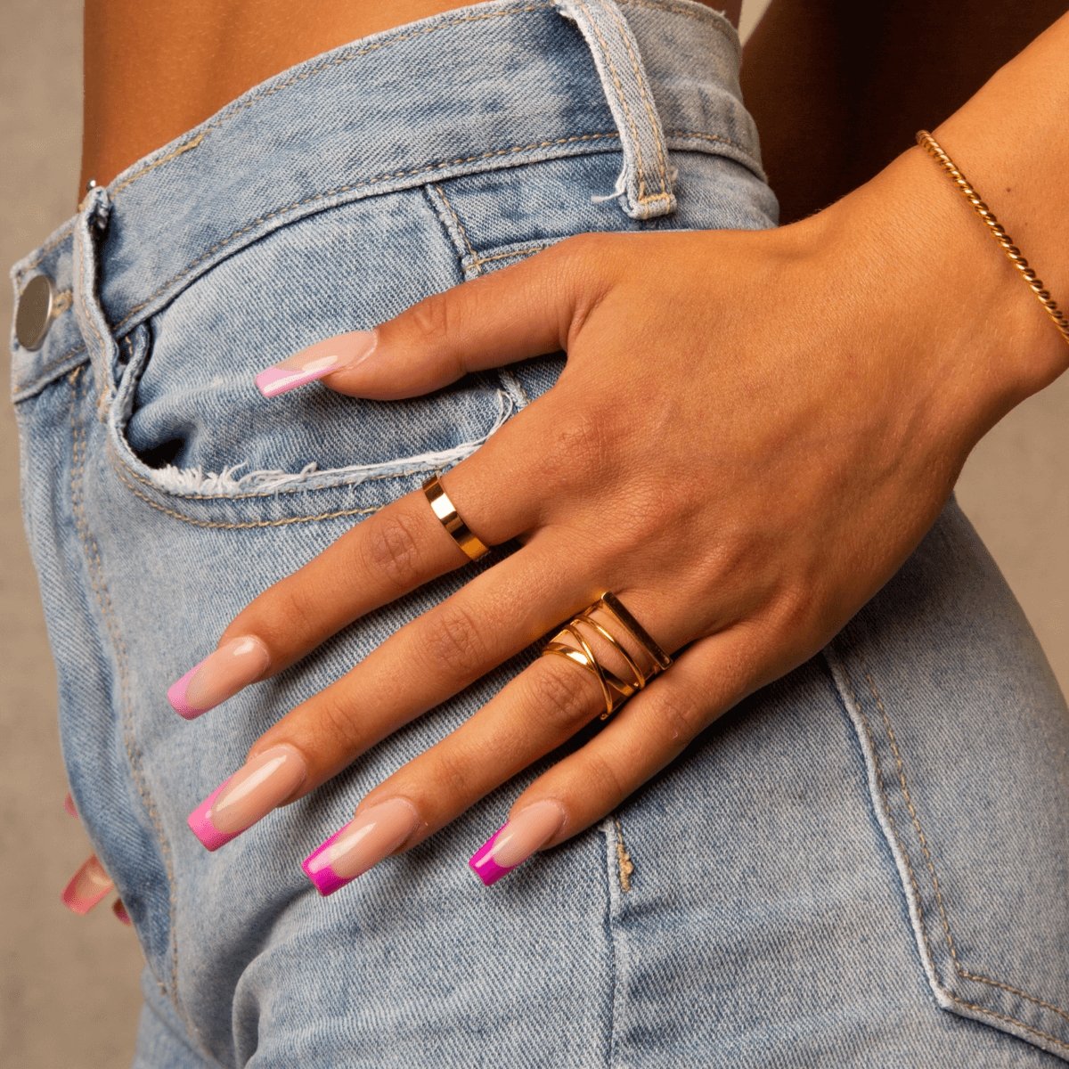 Square Comfort-Fit Band Ring 18K Gold Plated