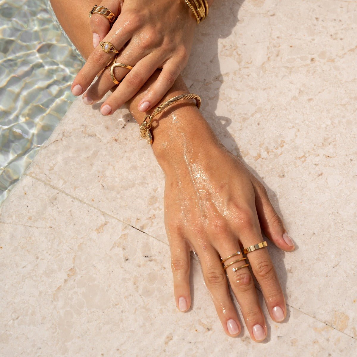 Square Comfort-Fit Band Ring 18K Gold Plated