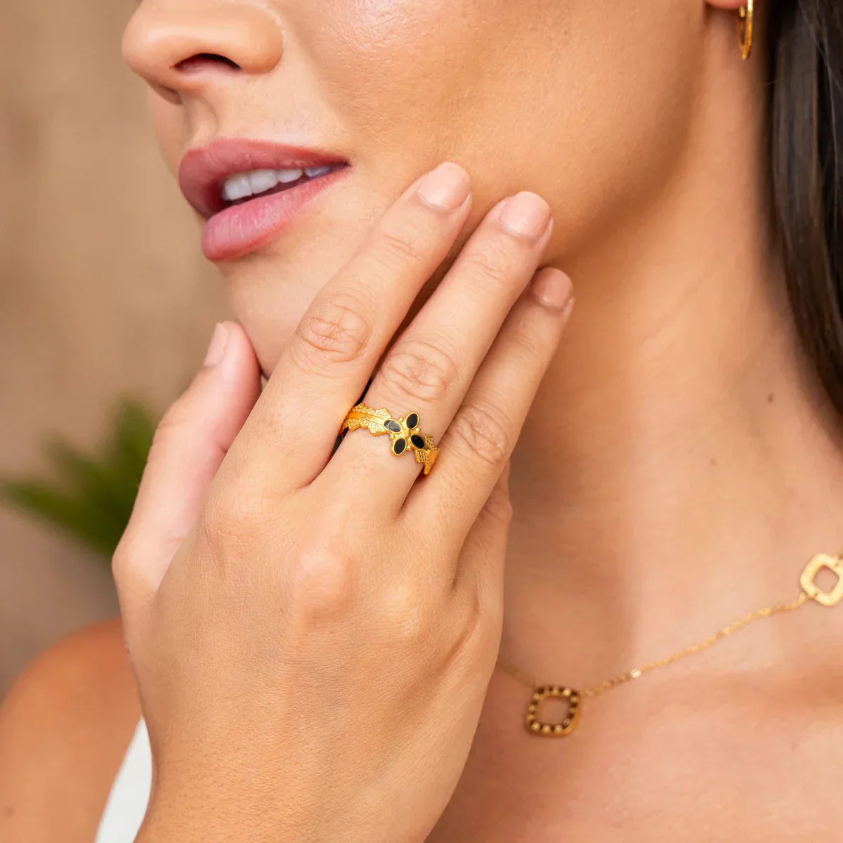Blossom Adjustable Ring 18K Gold Plated