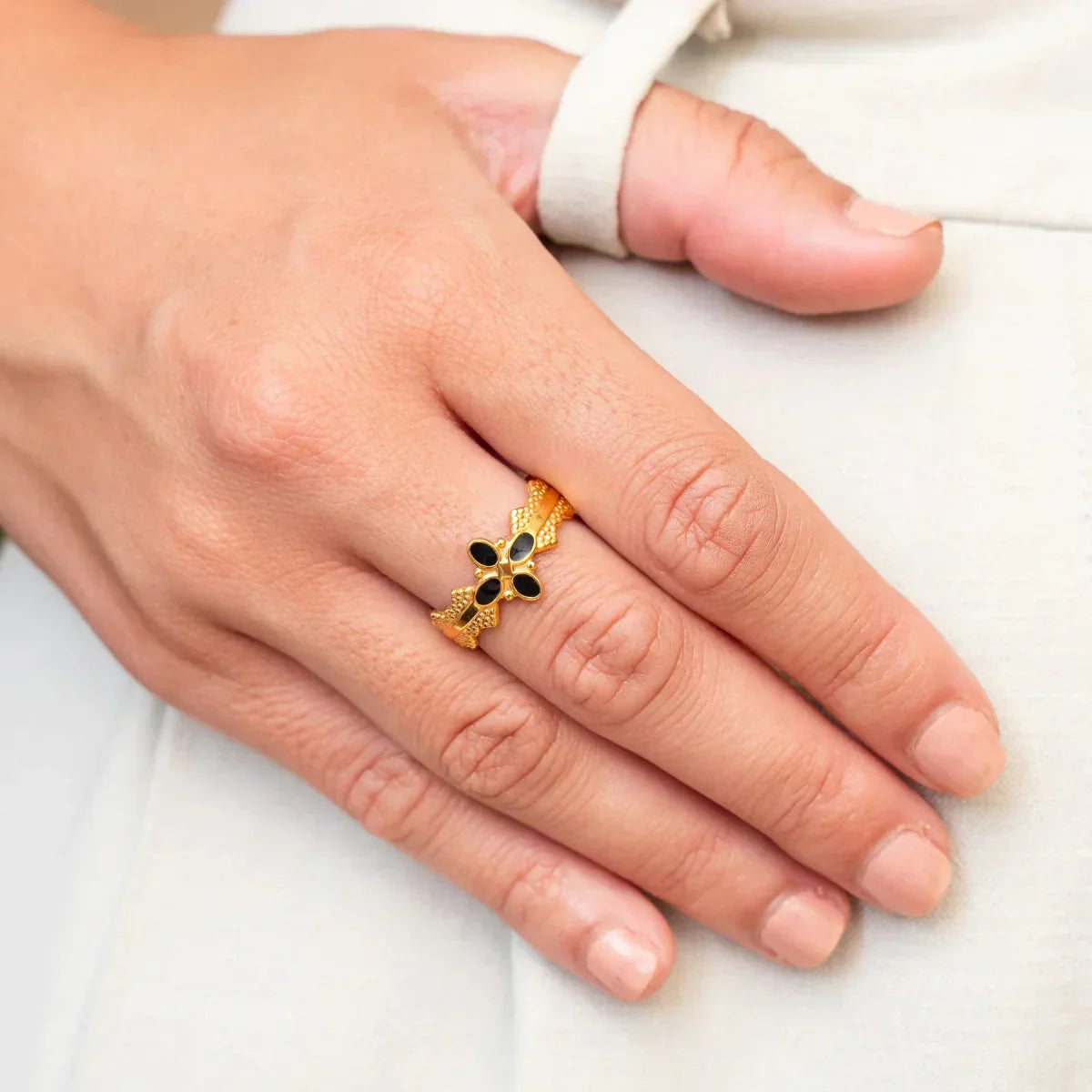 Blossom Adjustable Ring 18K Gold Plated