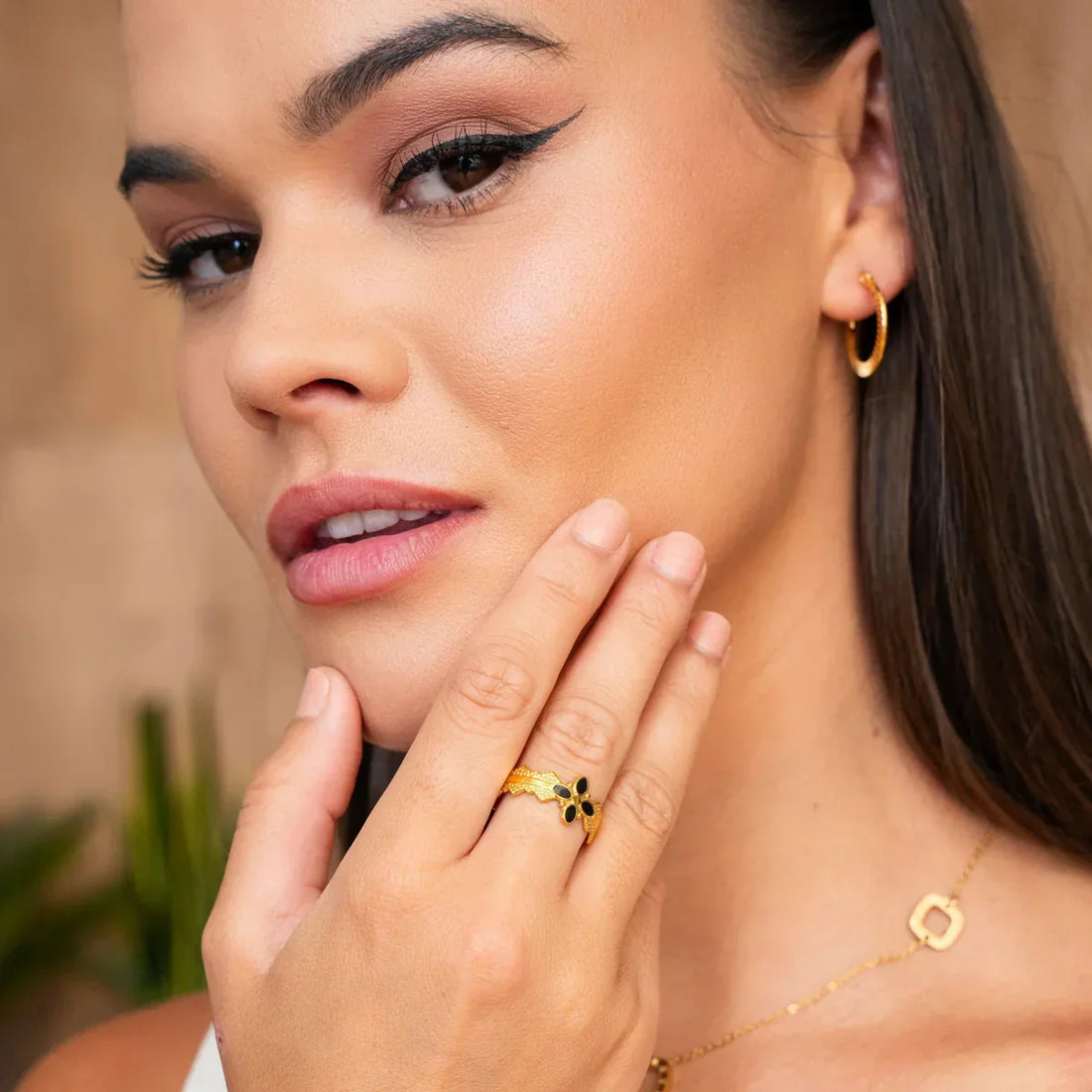 Blossom Adjustable Ring 18K Gold Plated