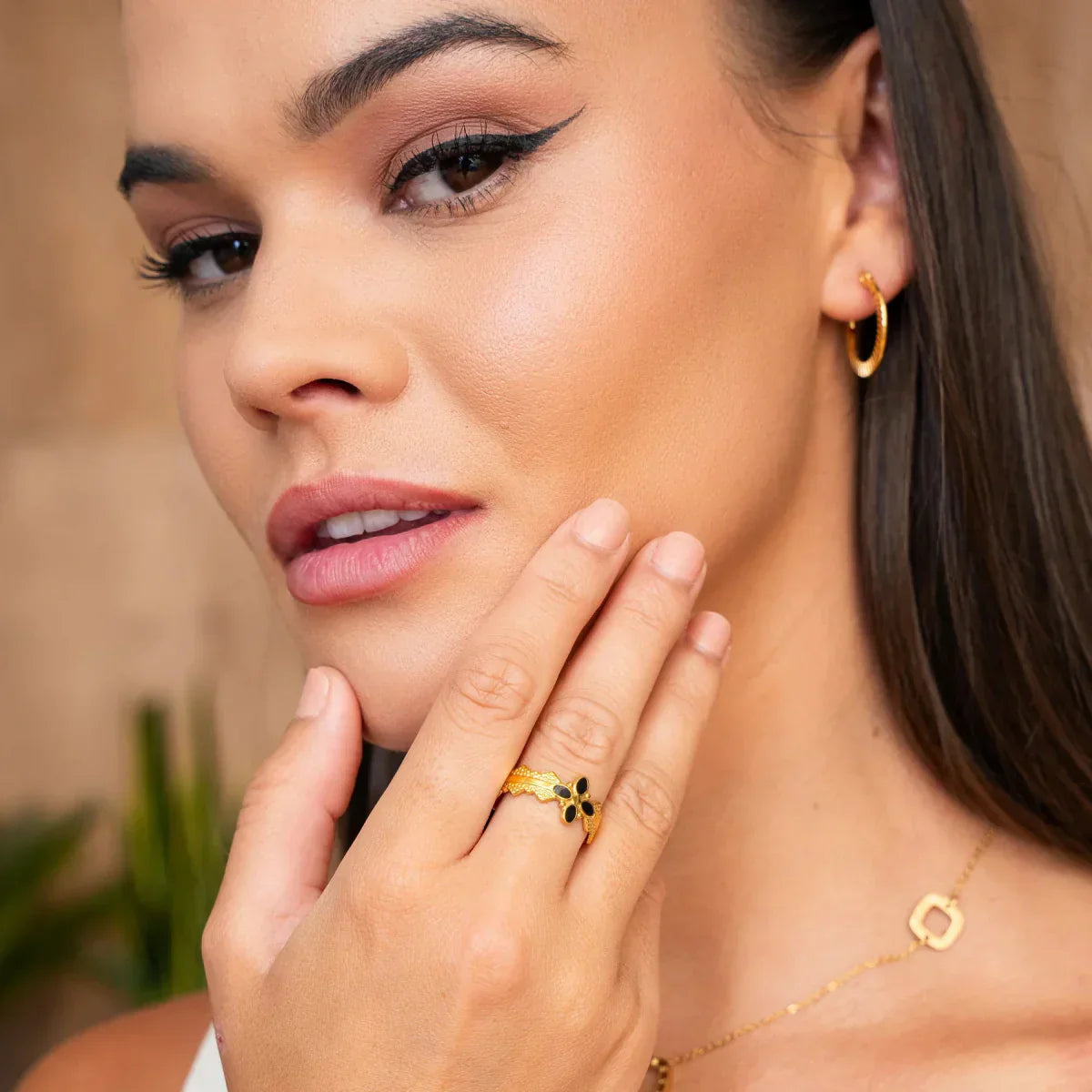 Blossom Adjustable Ring 18K Gold Plated