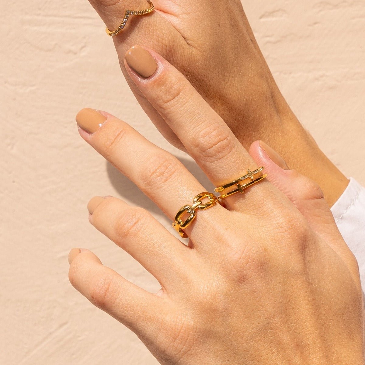 Adjustable Link Ring 18K Gold Plated
