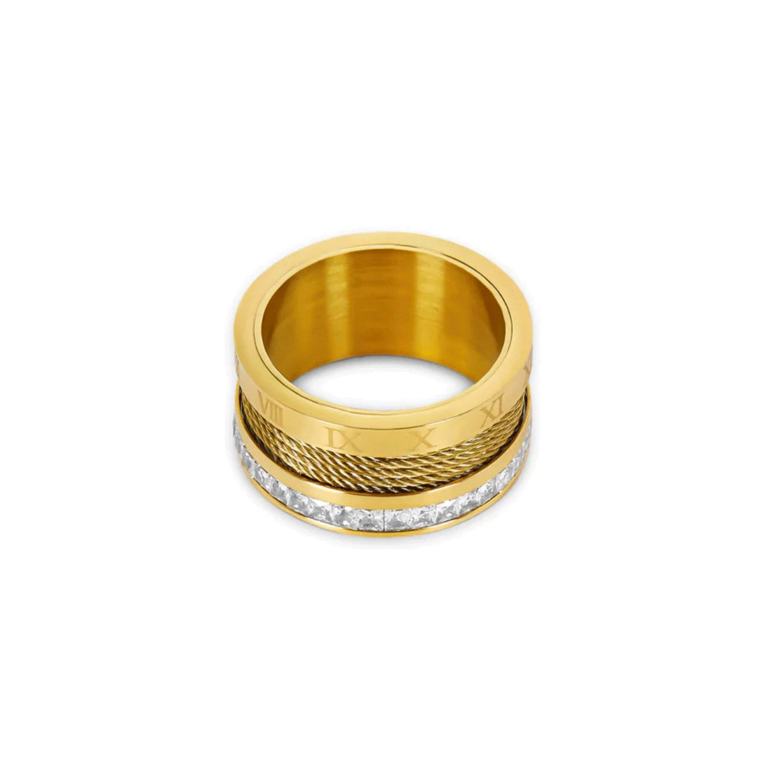Wire and Crystal Ring 18K Gold Plated