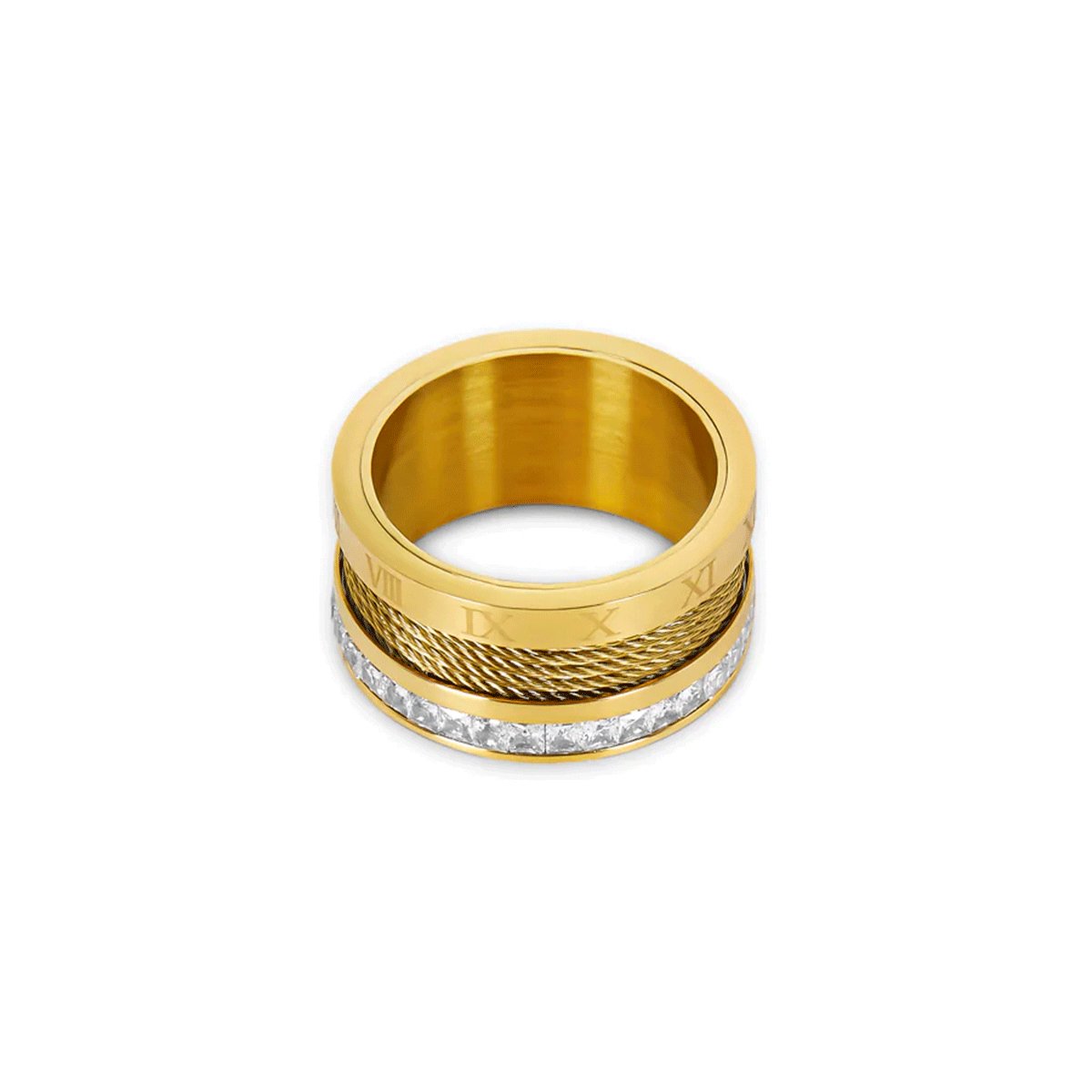 Wire and Crystal Ring 18K Gold Plated