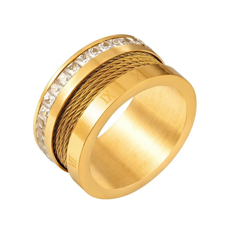 Wire and Crystal Ring 18K Gold Plated