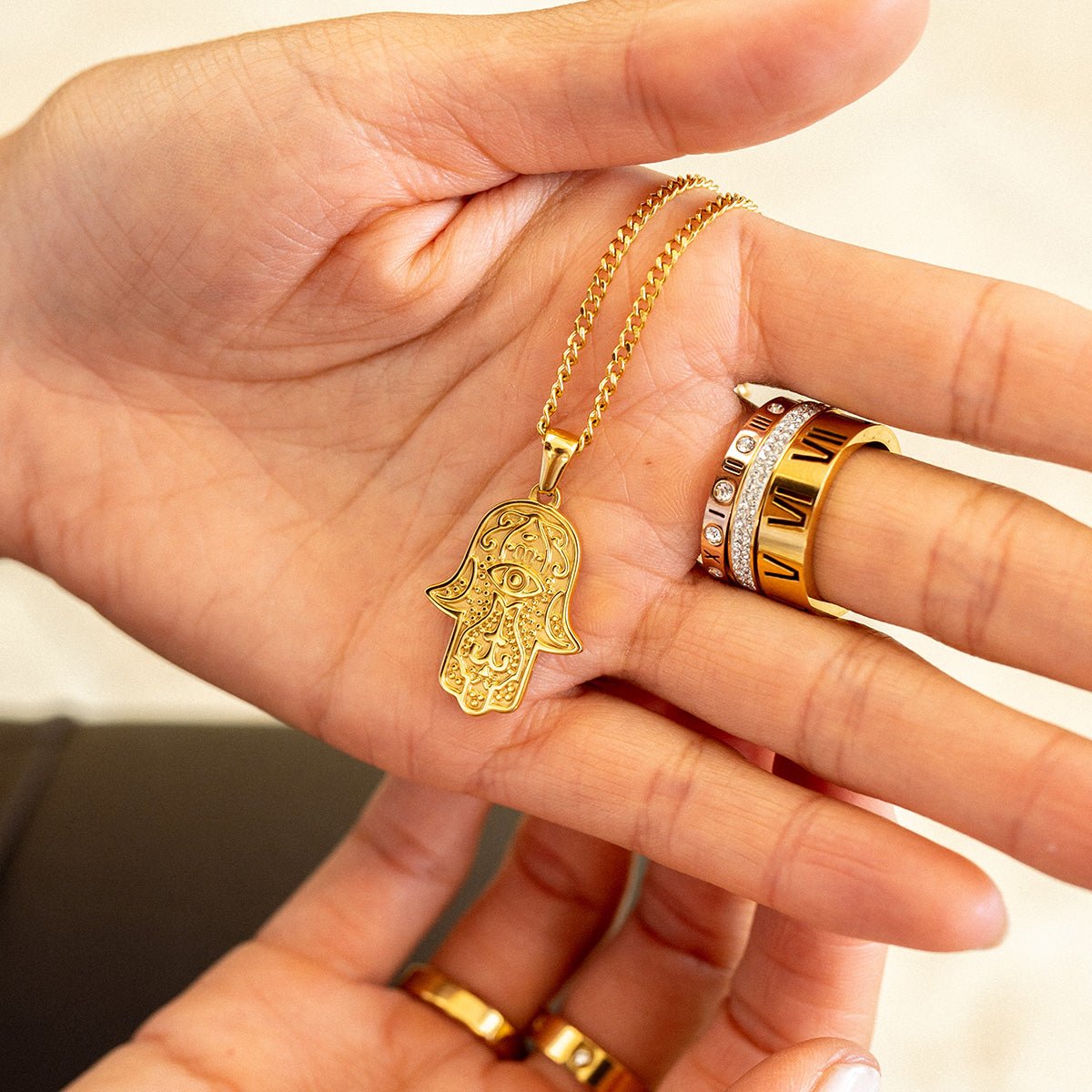 Triple Band Roman Numeral Ring 18K Gold Plated