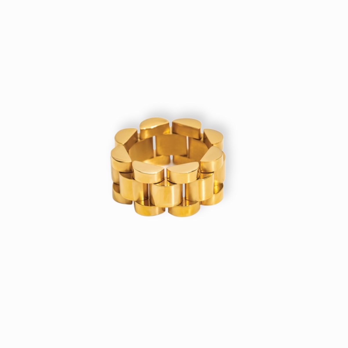 Wide Minimalist Link Beauty Ring 18K Gold Plated