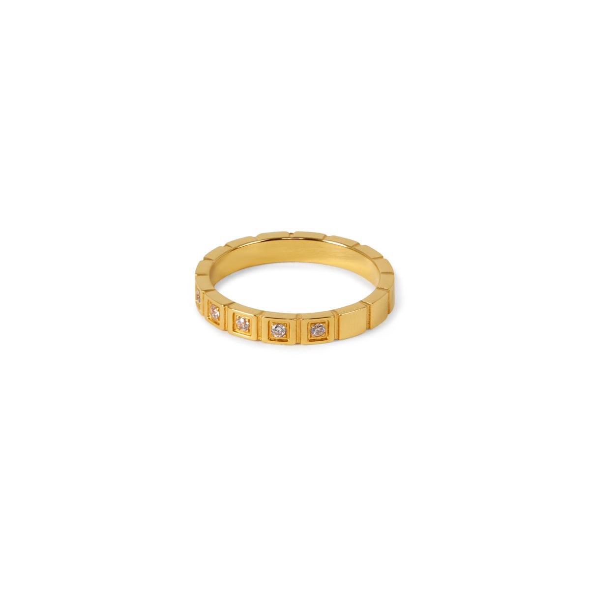 Stone Block Ring 18K Gold Plated