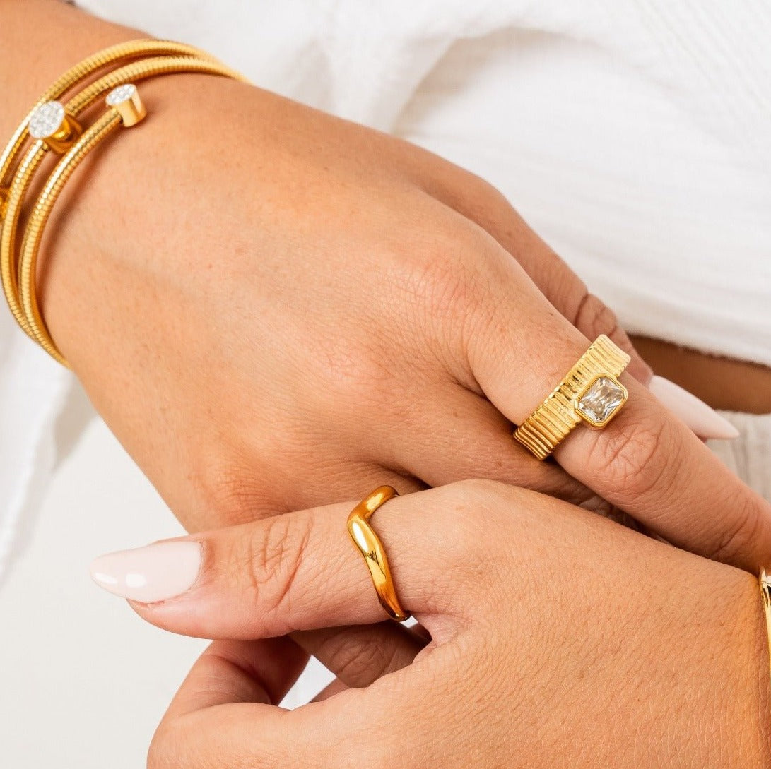 Capri Crystal Ring 18K Gold Plated