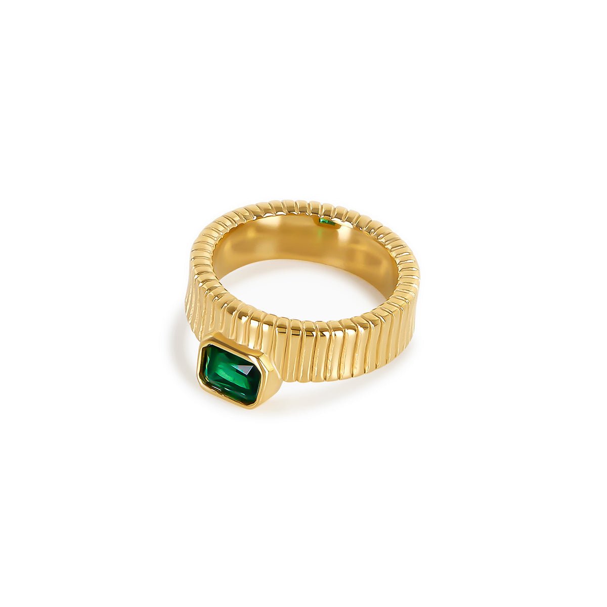 Capri Emerald Ring 18K Gold Plated