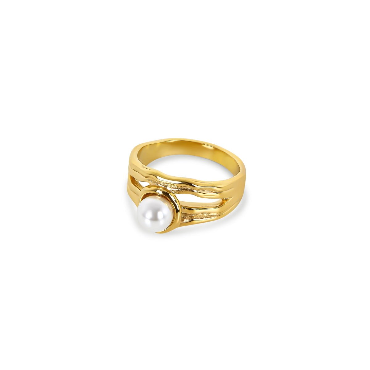Catalina Solitaire Pearl Ring 18K Gold Plated