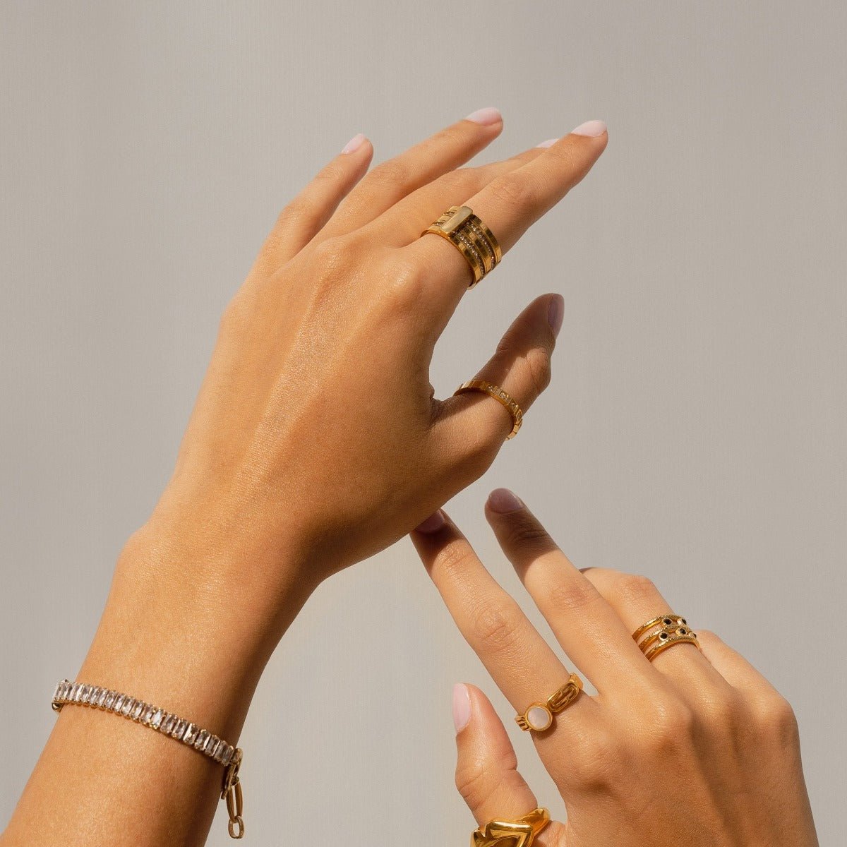 Caviar Stack Ring 18K Gold Plated