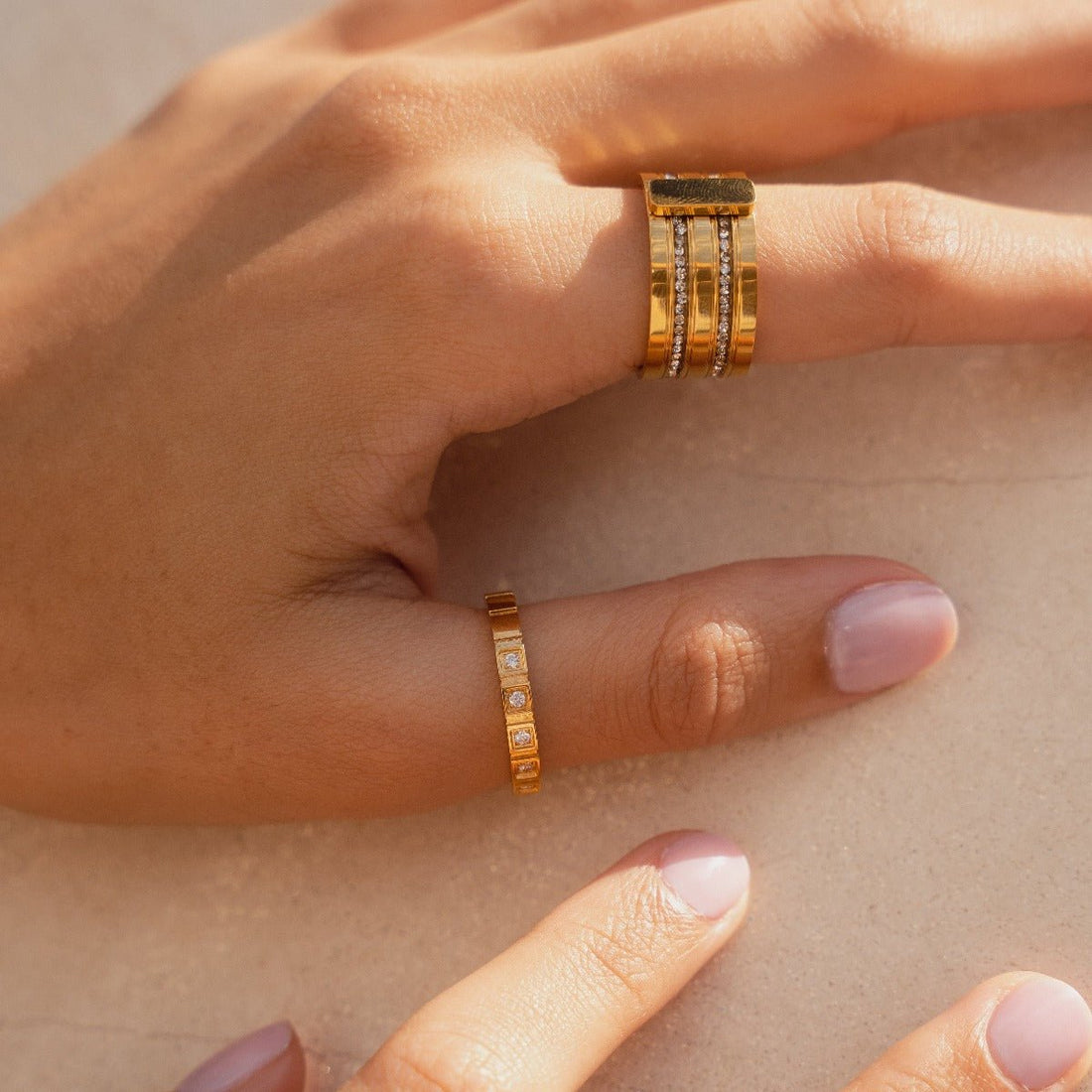 Caviar Stack Ring 18K Gold Plated