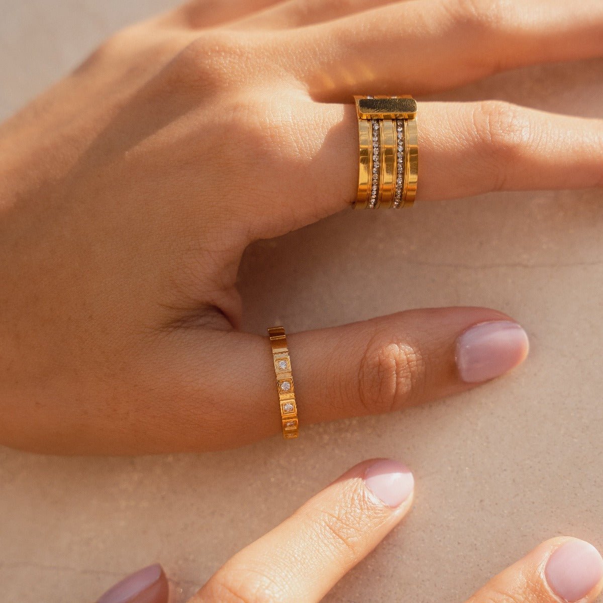 Caviar Stack Ring 18K Gold Plated