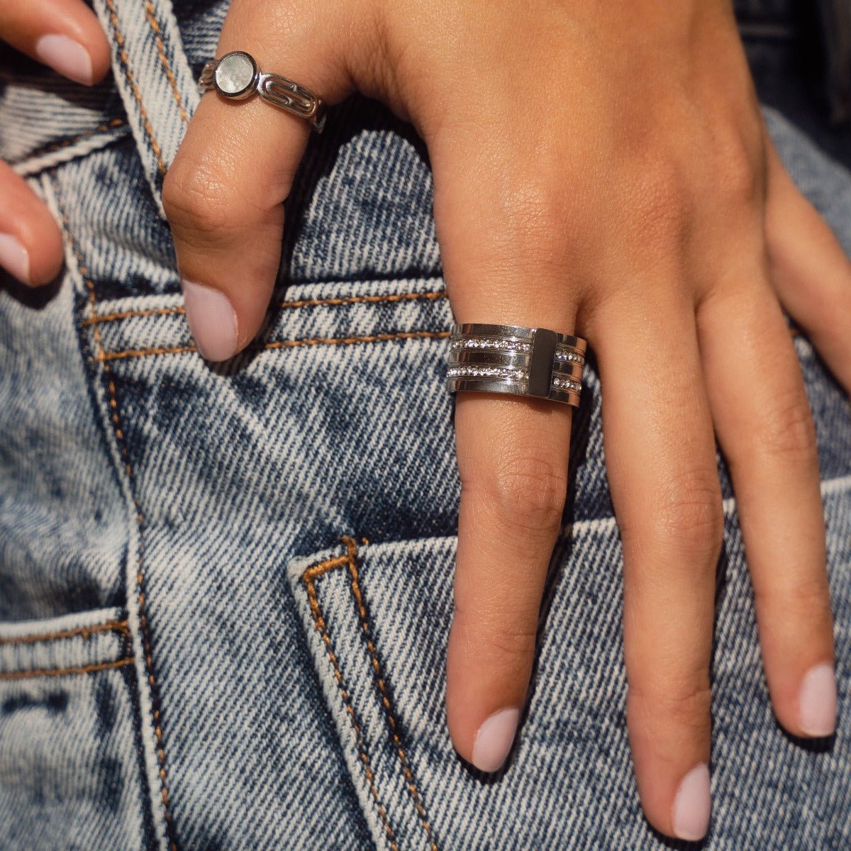 Caviar Stack Ring – Silver