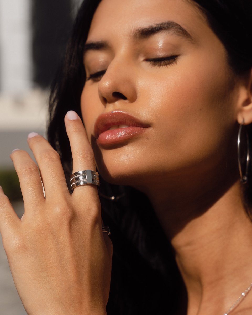 Caviar Stack Ring – Silver