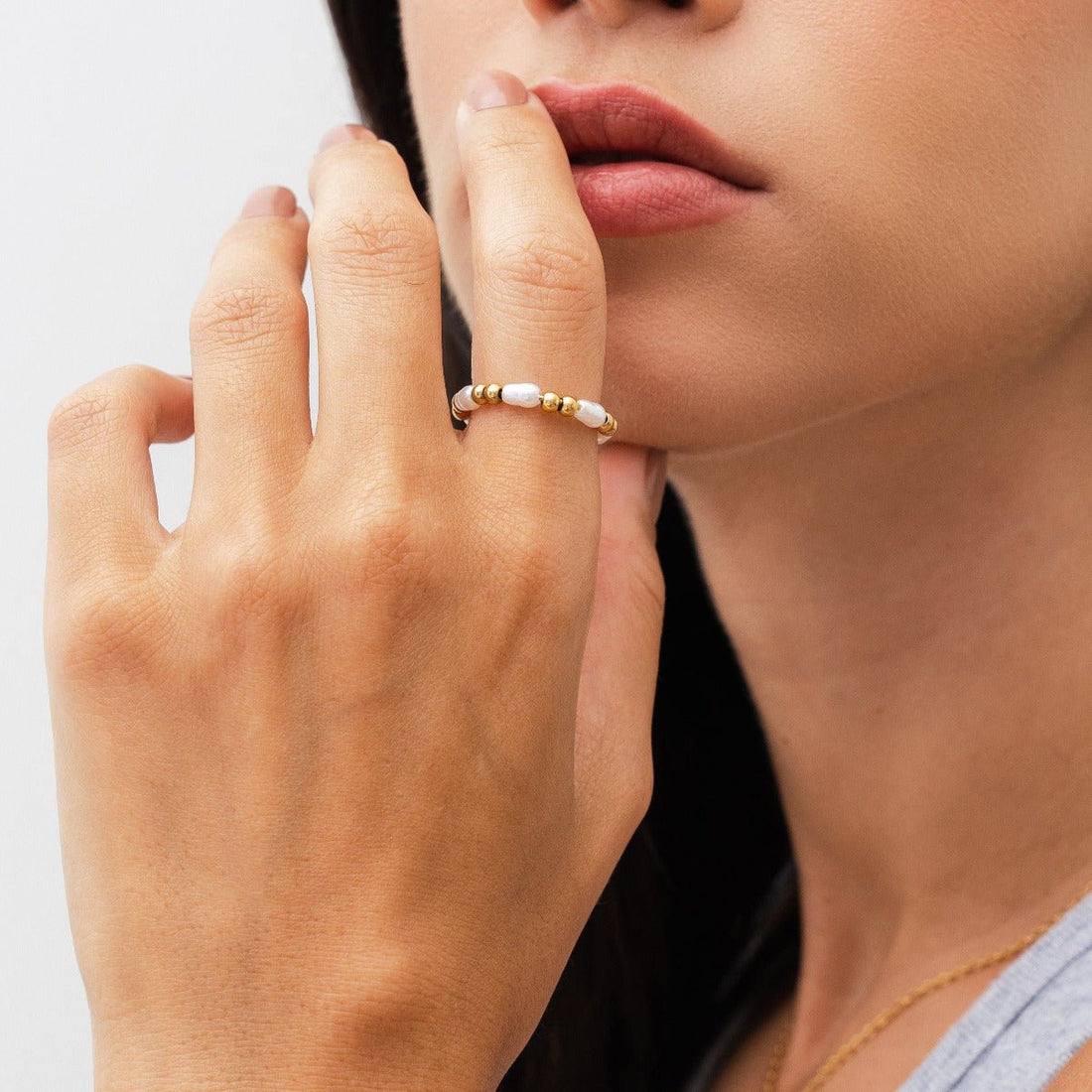 Dress Pearl Ring 18K Gold Plated
