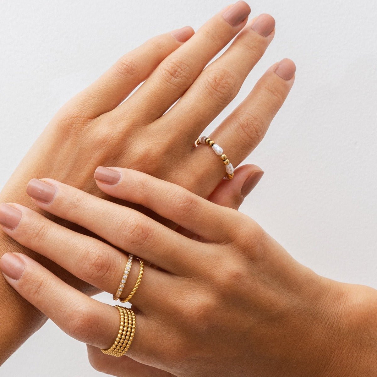 Dress Pearl Ring 18K Gold Plated