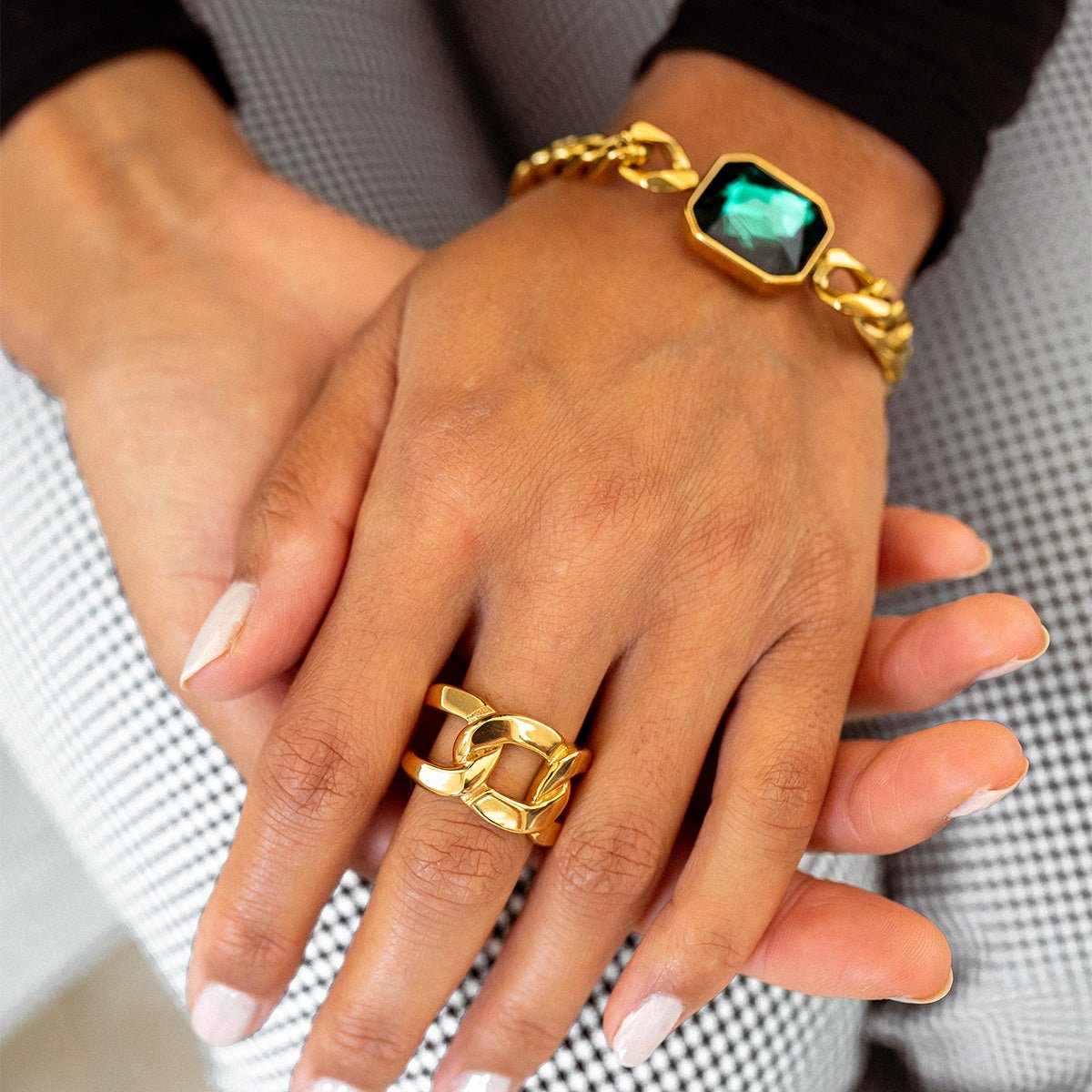 Double Link Ring 18K Gold Plated