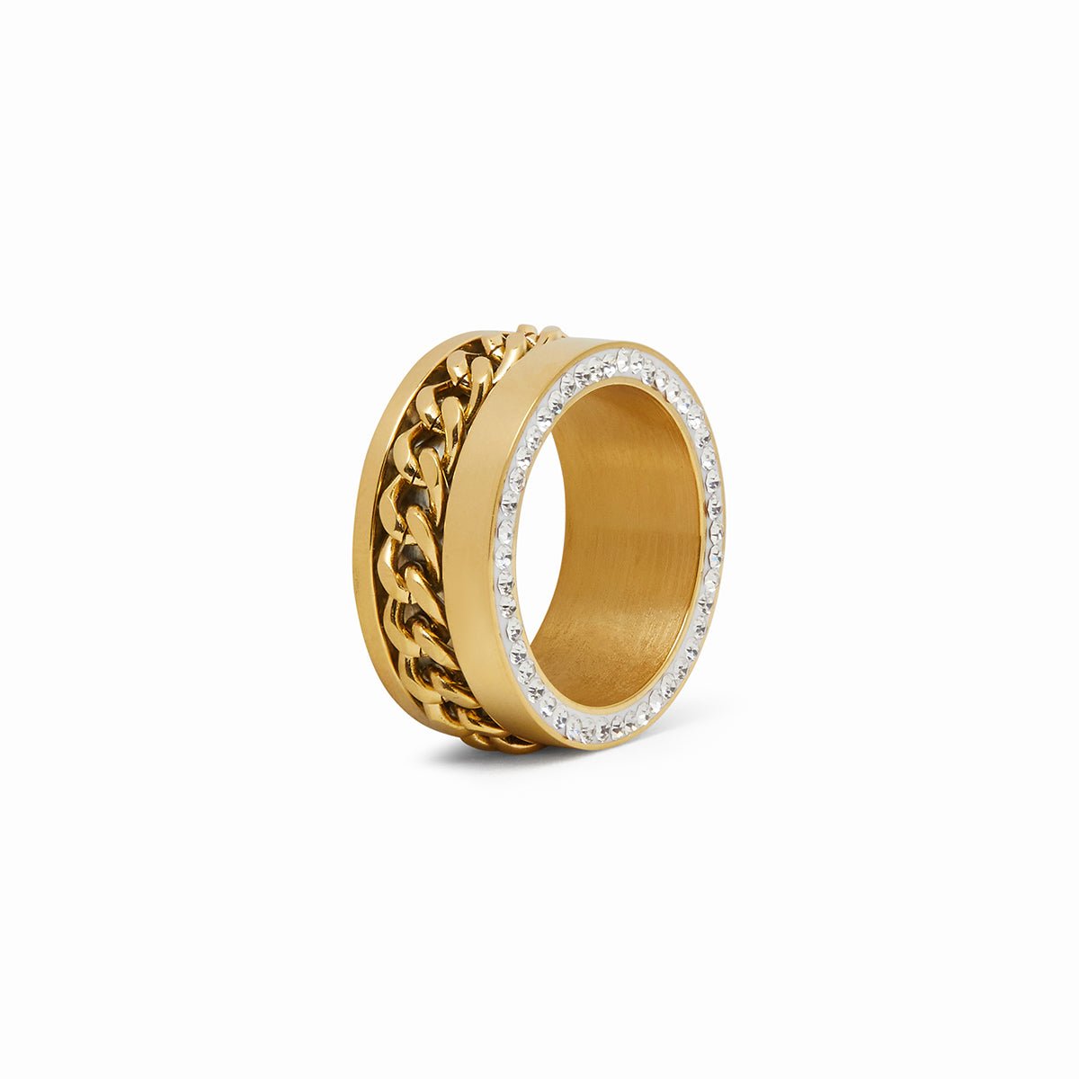 Zirconia Link Ring 18K Gold Plated