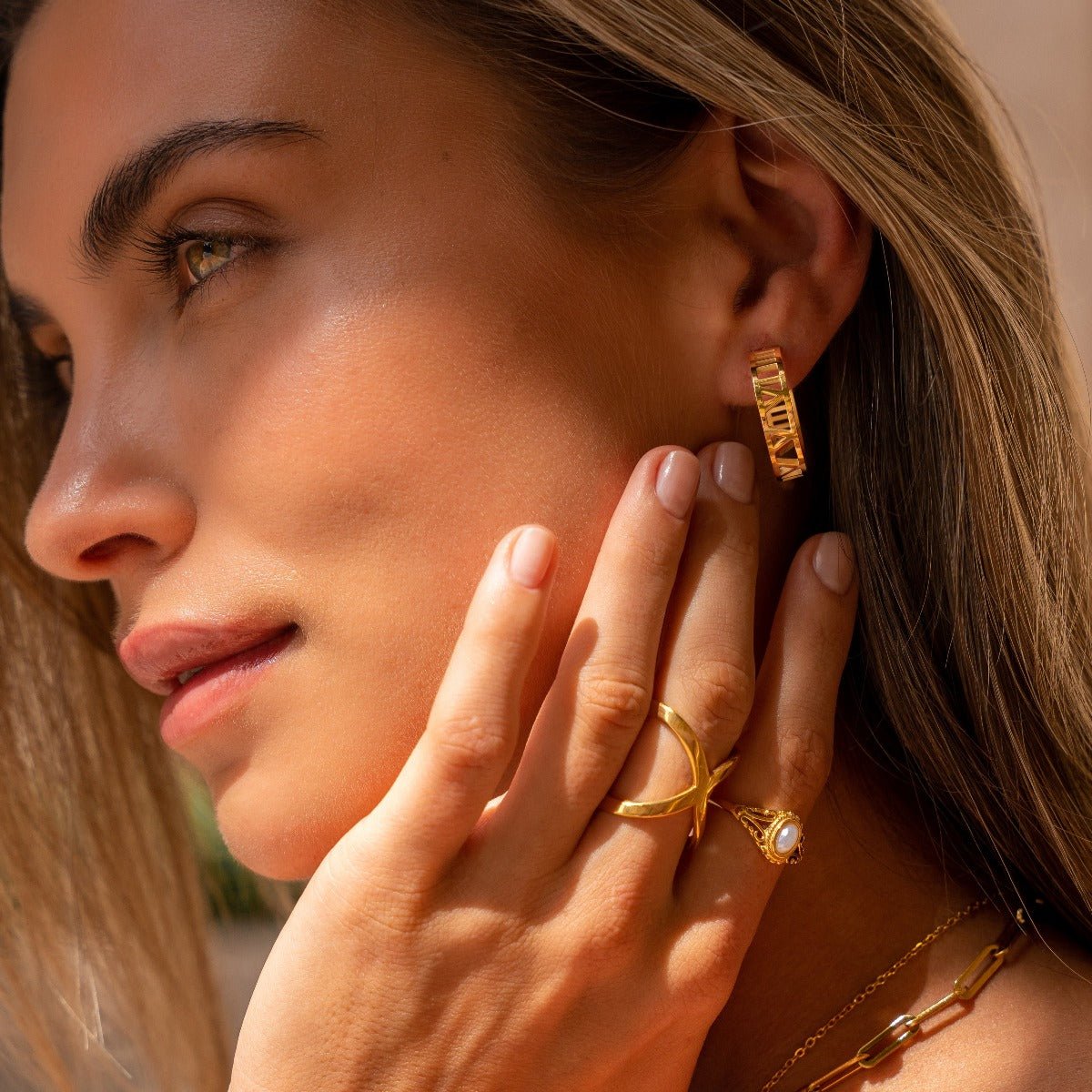 X-Shaped Ring 18K Gold Plated