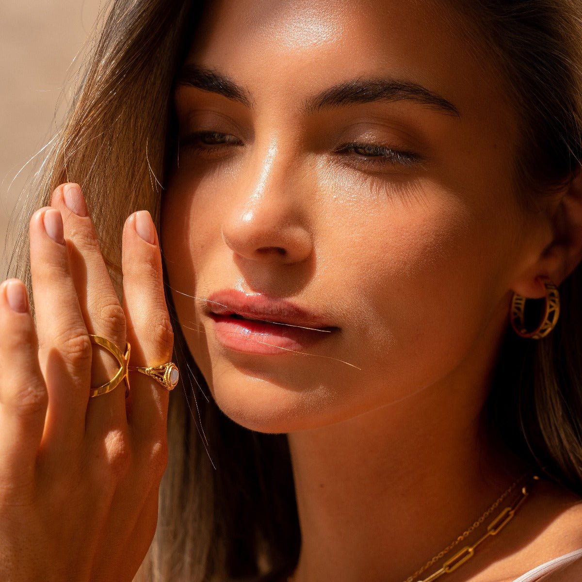 X-Shaped Ring 18K Gold Plated