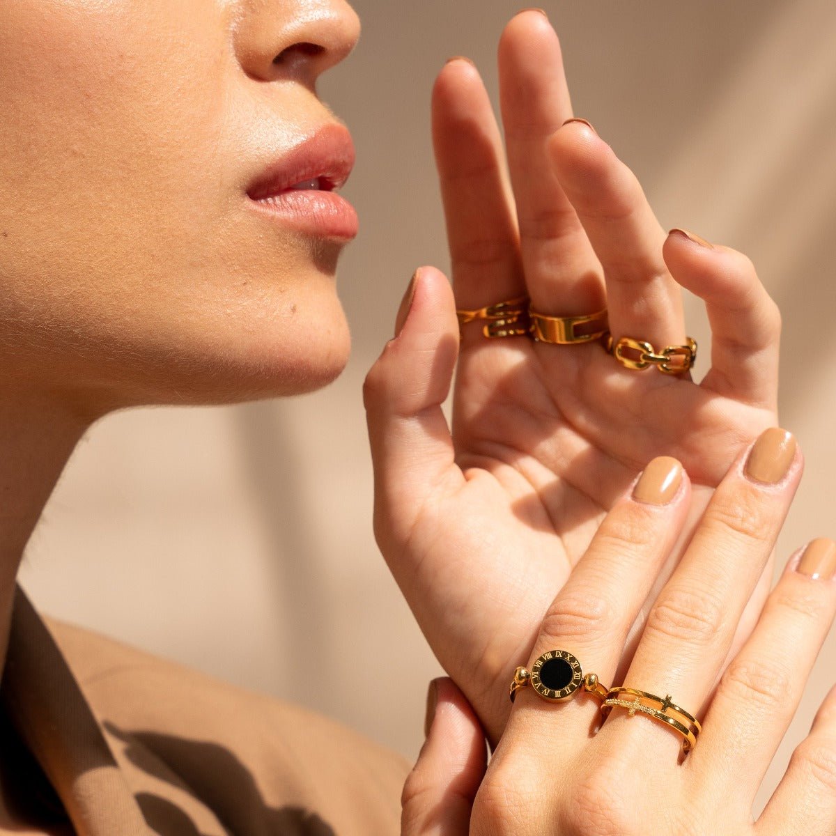 Rotating Roman Numeral Ring 18K Gold Plated