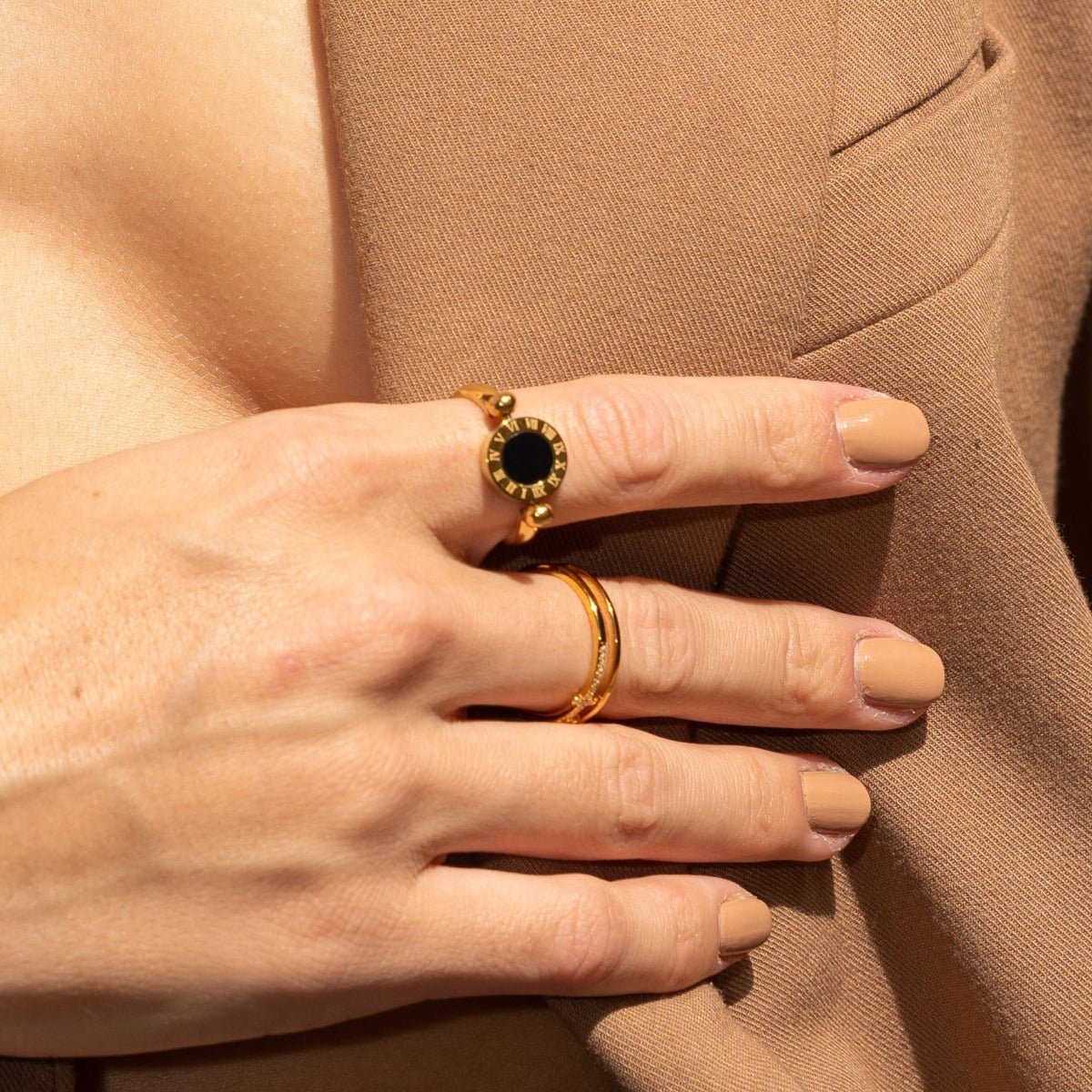 Rotating Roman Numeral Ring 18K Gold Plated