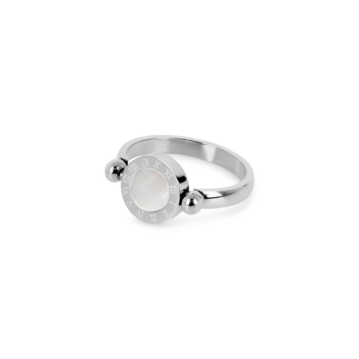 Rotating Roman Numeral Ring – Silver