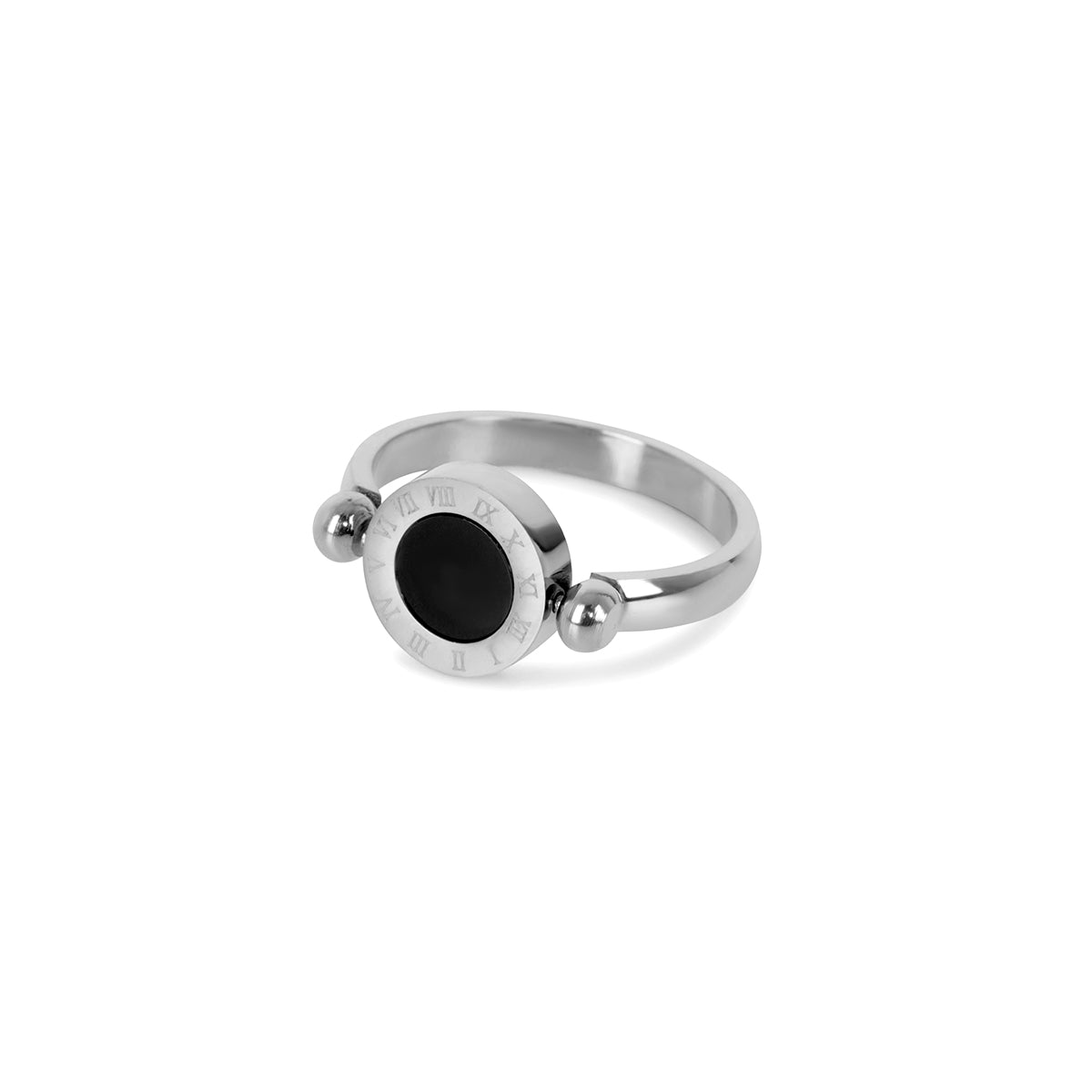 Rotating Roman Numeral Ring – Silver