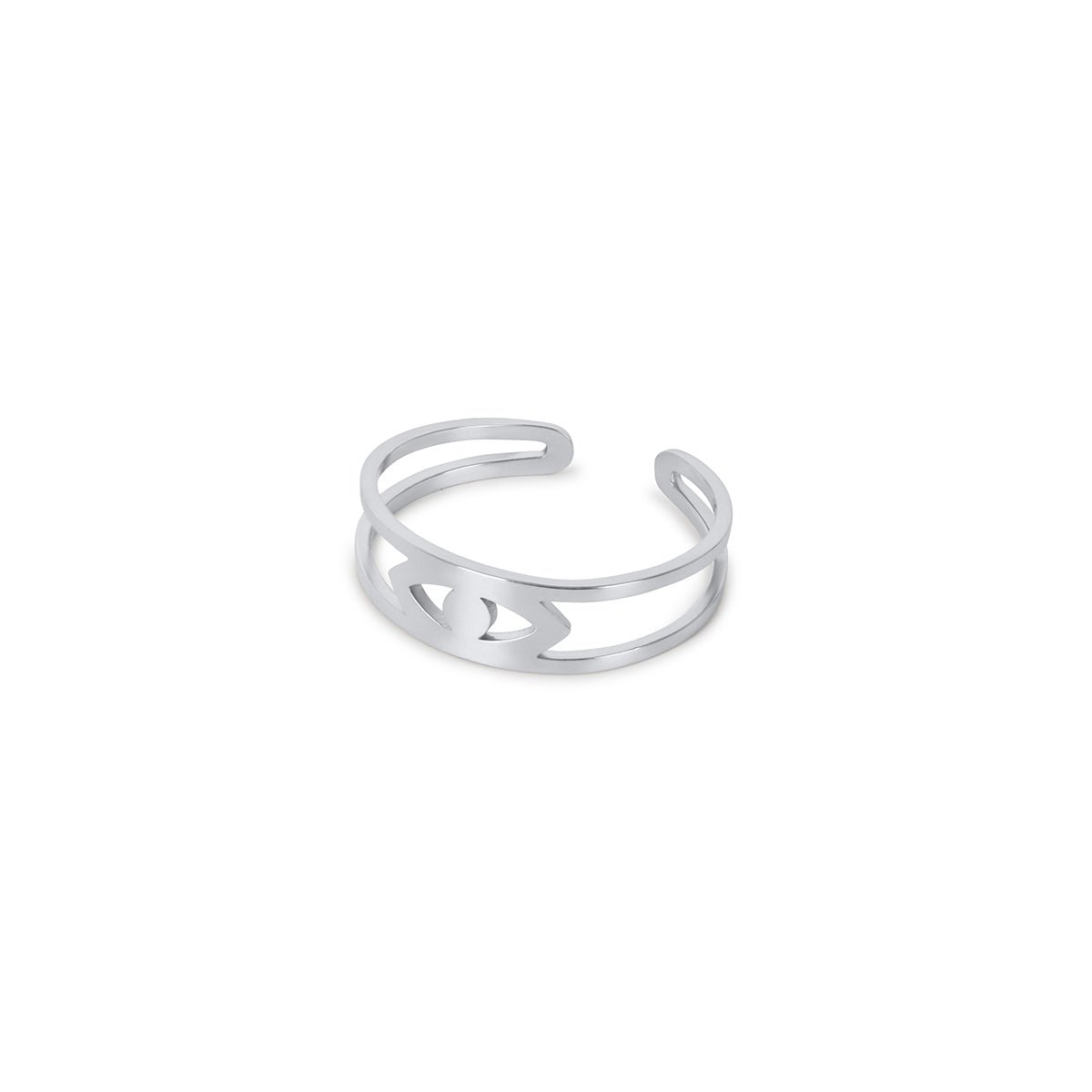 Evil Eye Adjustable Ring – Silver