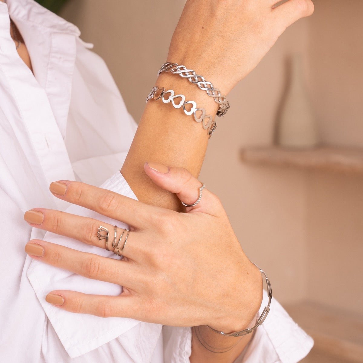 Evil Eye Adjustable Ring – Silver