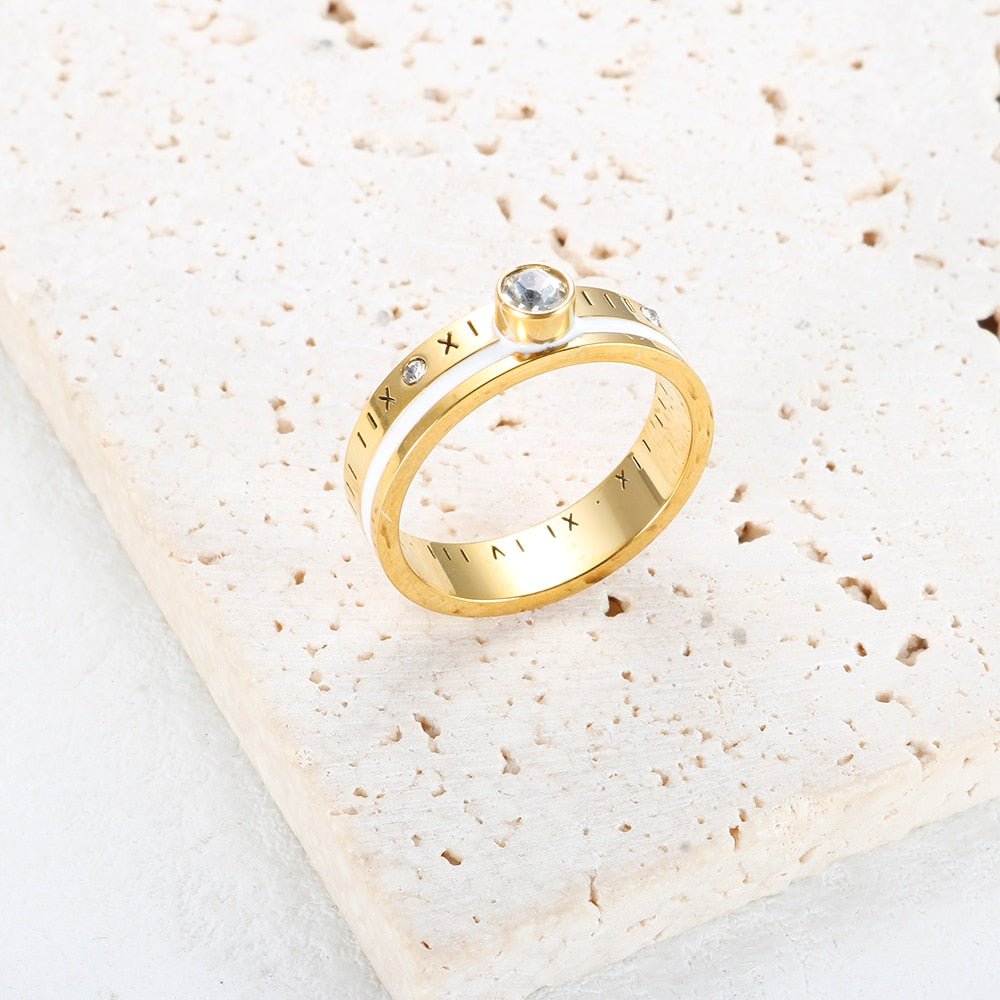 Queen Crystal Stone Ring 18K Gold Plated
