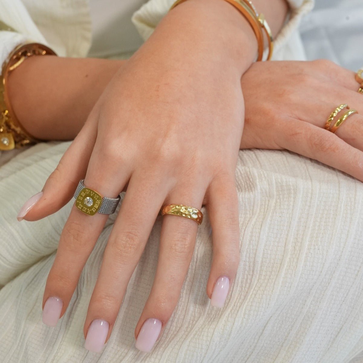 Lunar Texture Ring 18K Gold Plated