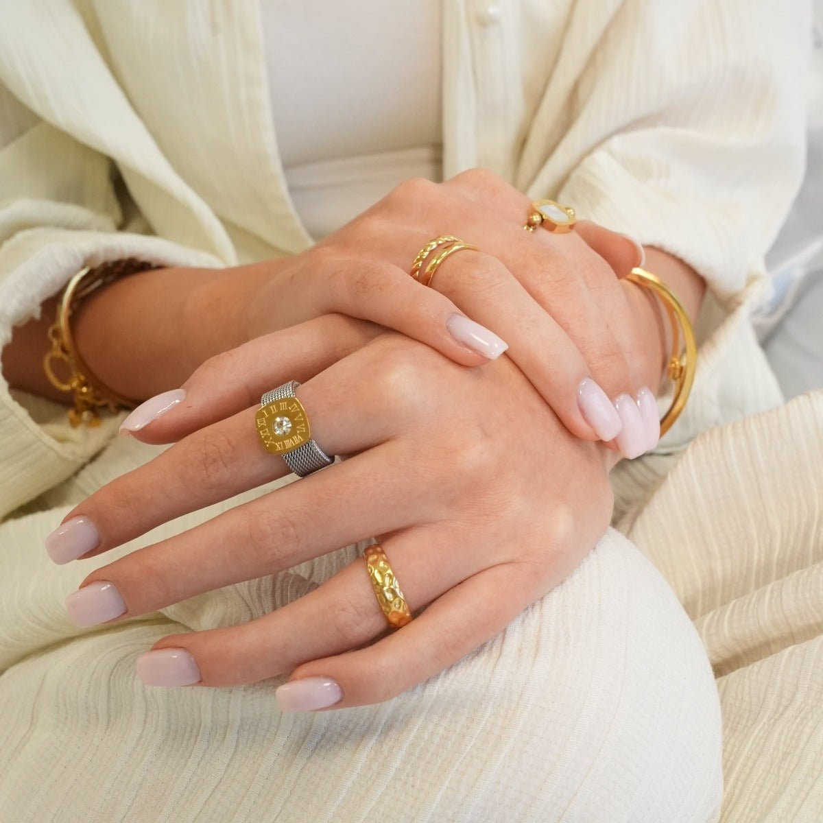 Lunar Texture Ring 18K Gold Plated