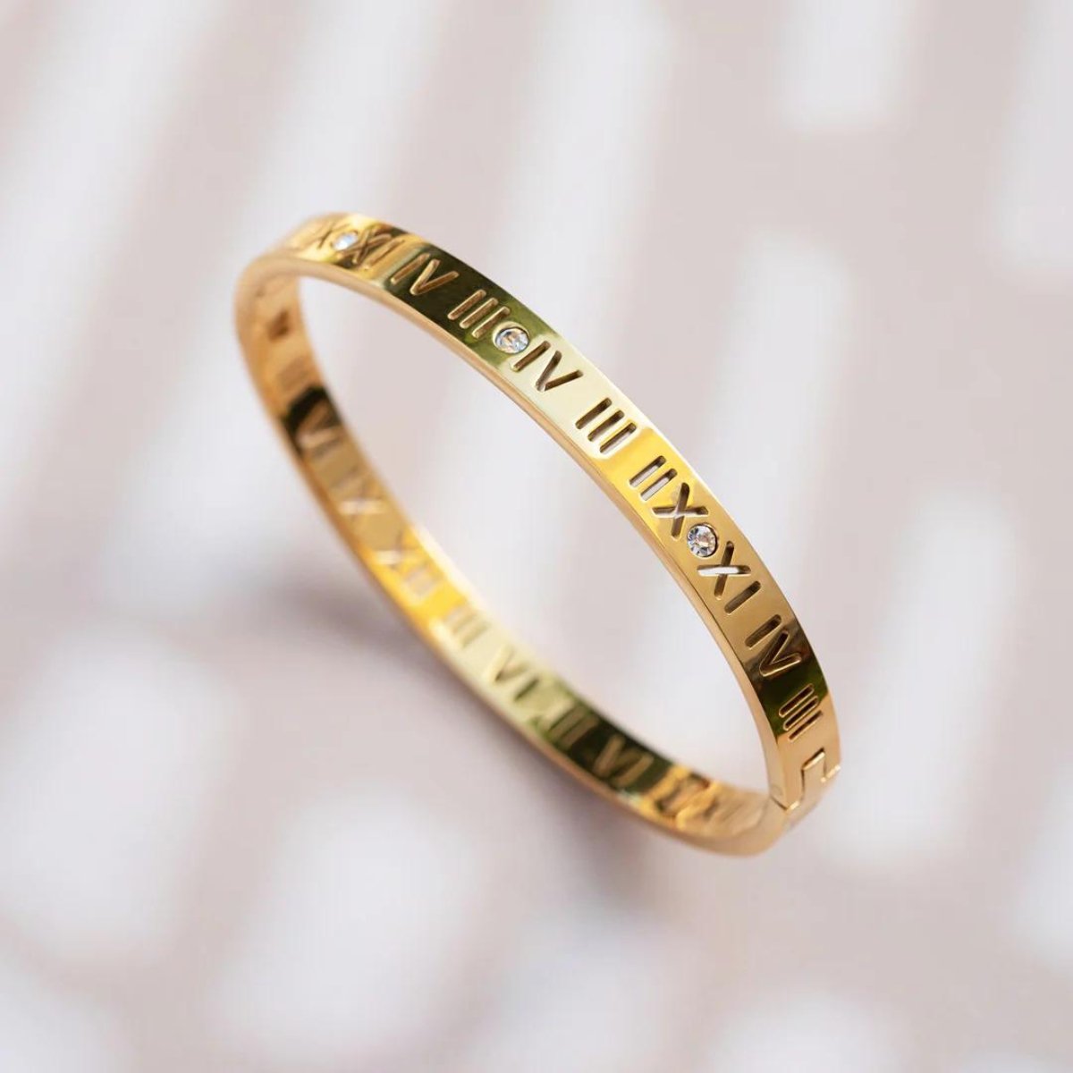 Roman Numeral Bangle 18K Gold Plated