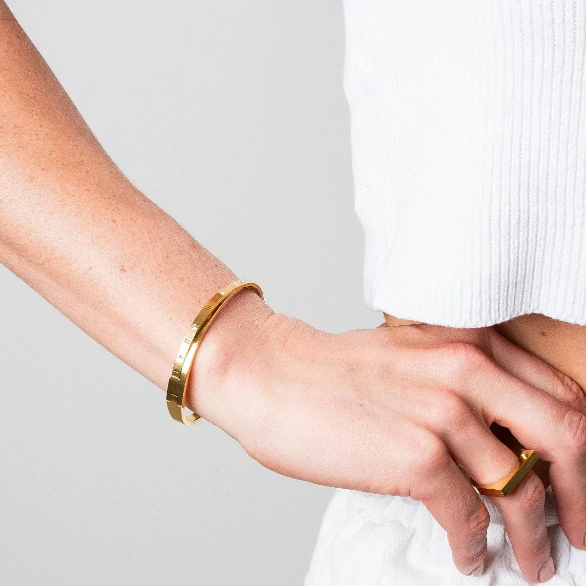 Interlaced Roman Numeral Bangle 18K Gold Plated
