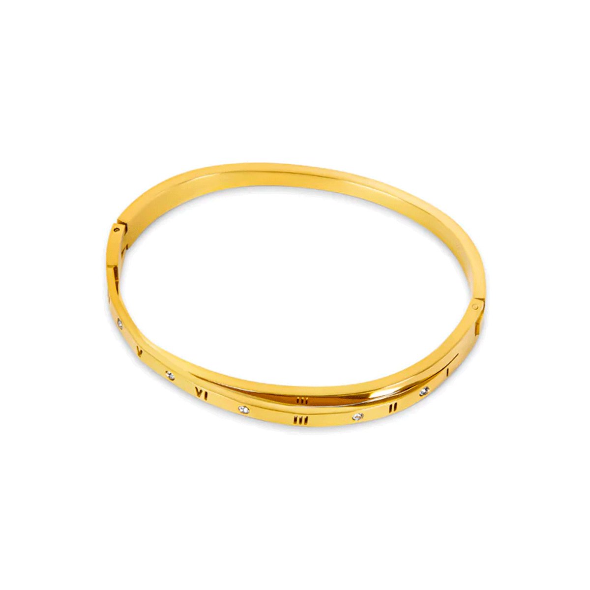 Interlaced Roman Numeral Bangle 18K Gold Plated