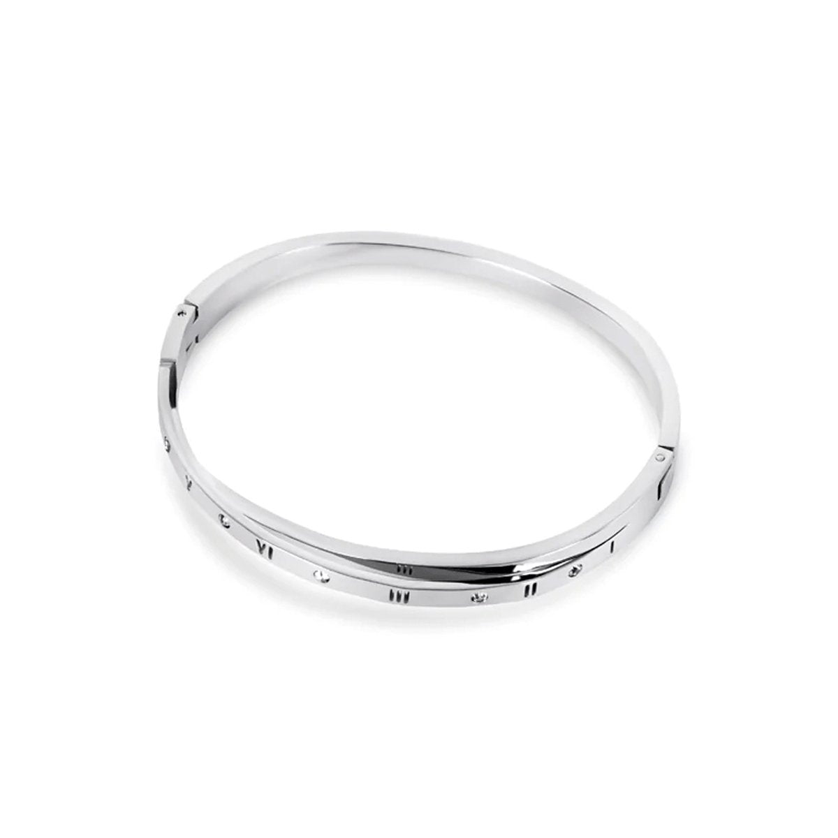 Interlaced Roman Numeral Bangle – Silver