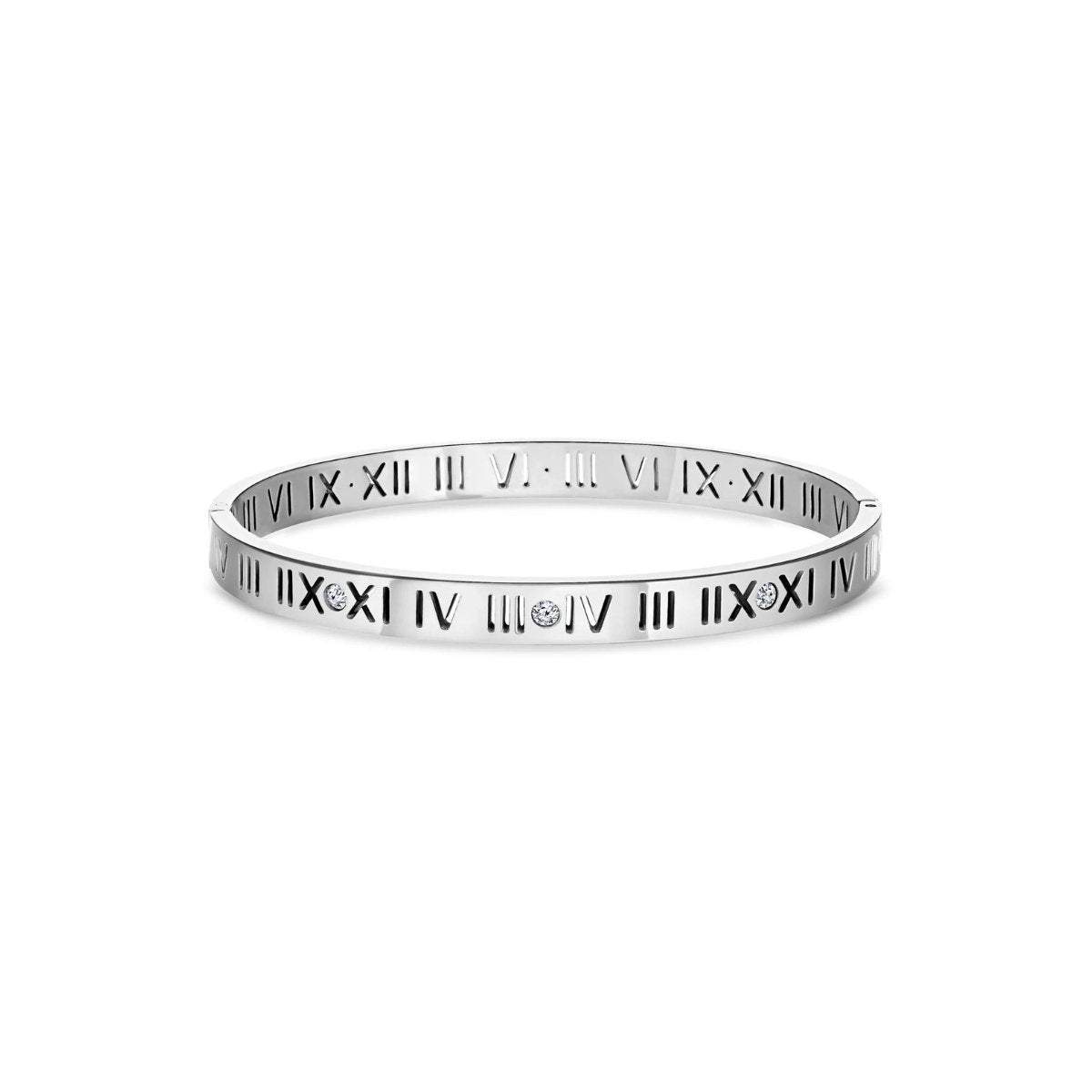 Roman Numeral Bangle – Silver