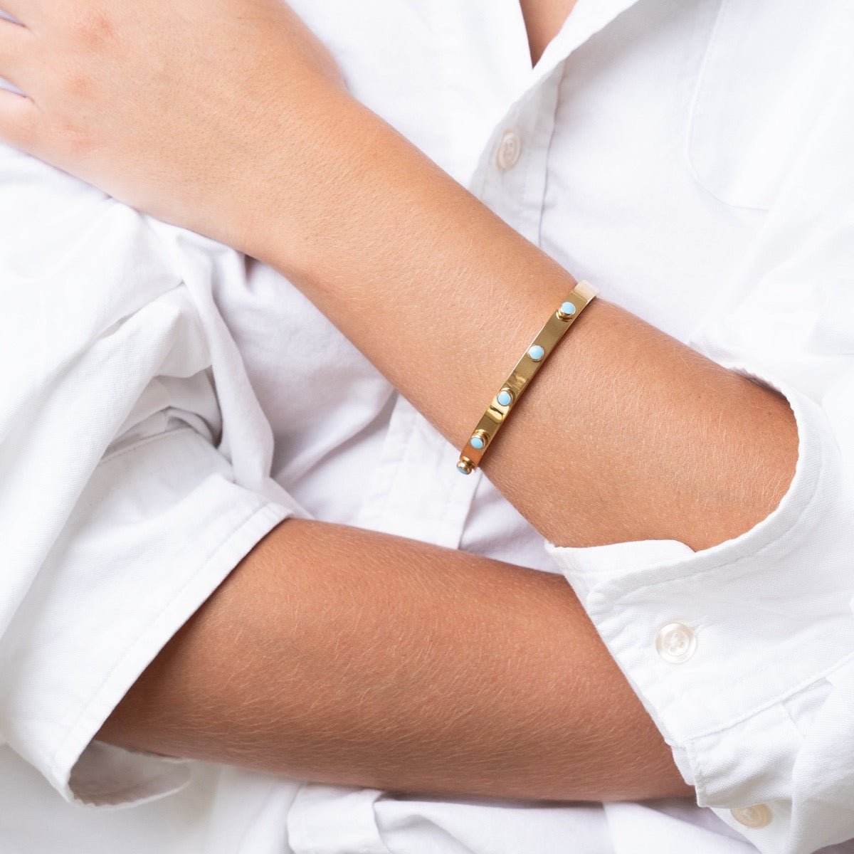 Aqua Stone Bangle 18K Gold Plated