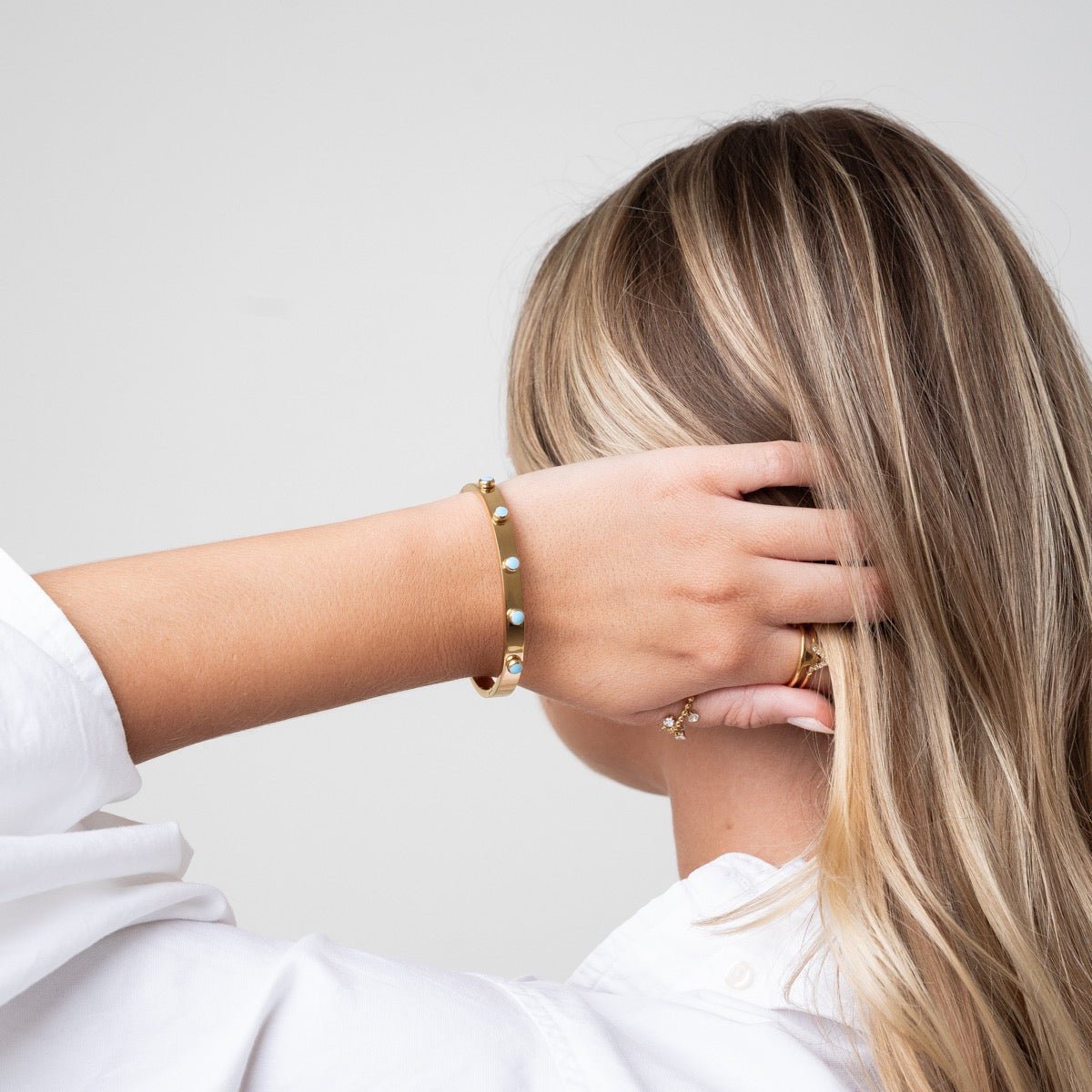 Aqua Stone Bangle 18K Gold Plated
