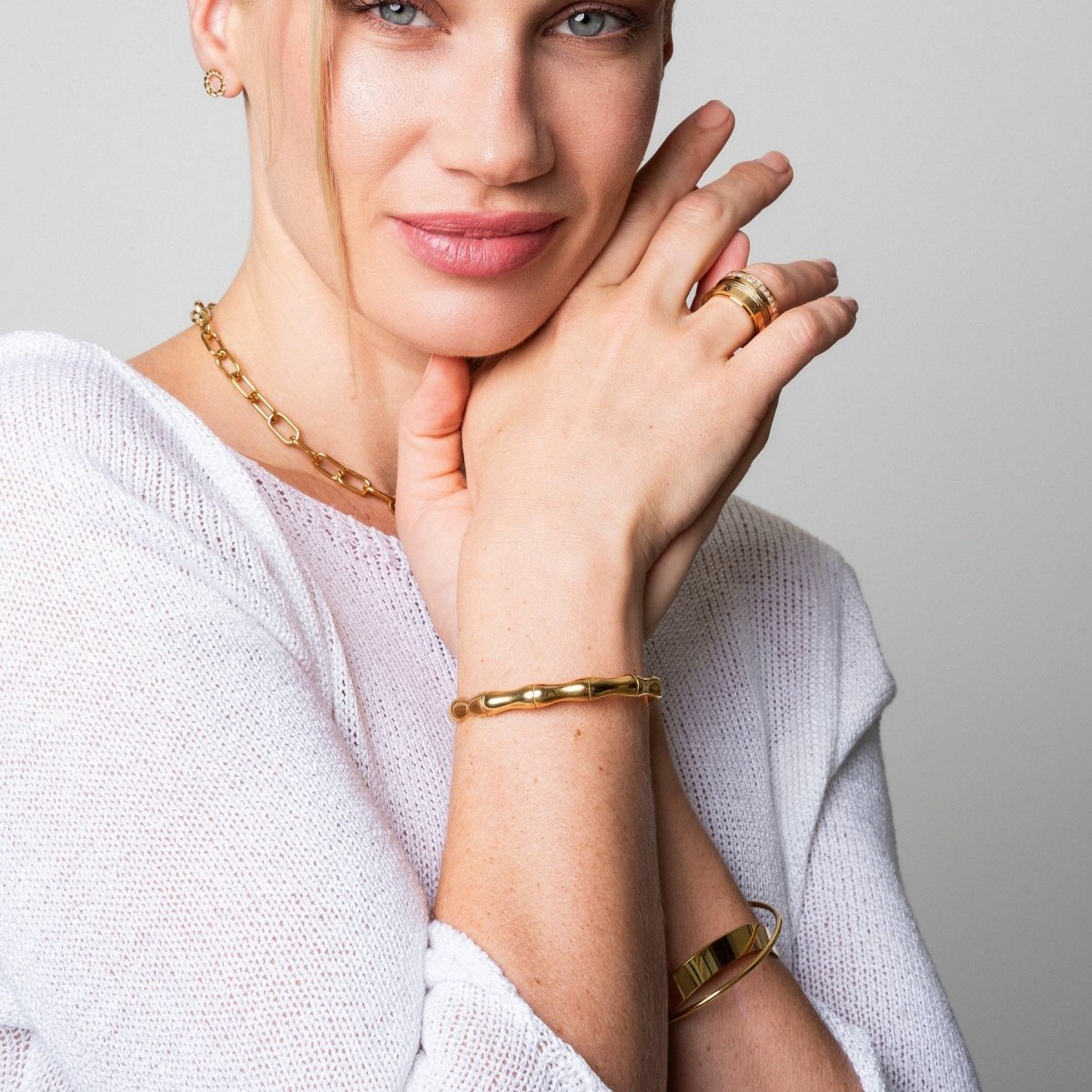 Bamboo Bangle 18K Gold Plated