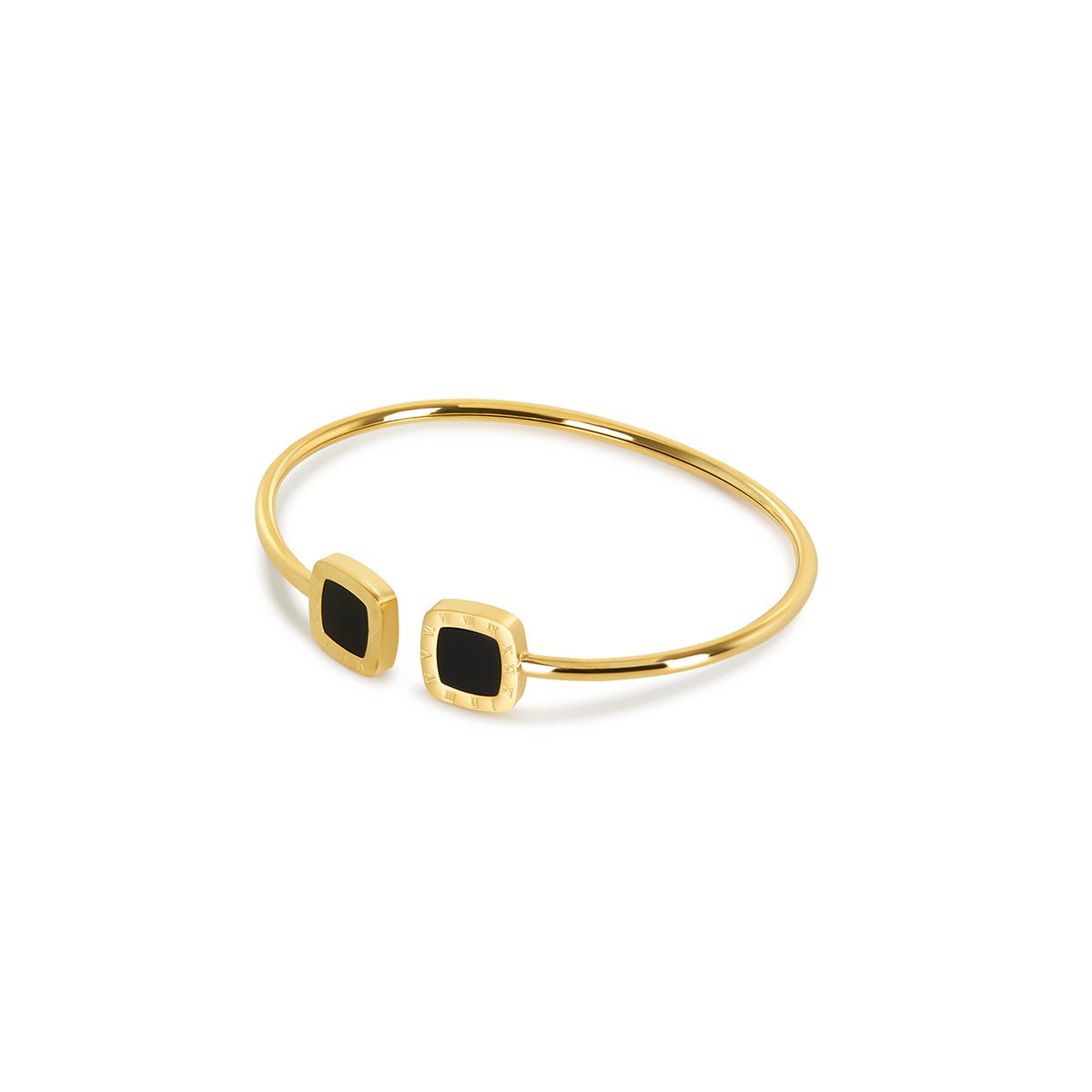 Bella Onyx Bangle 18K Gold Plated