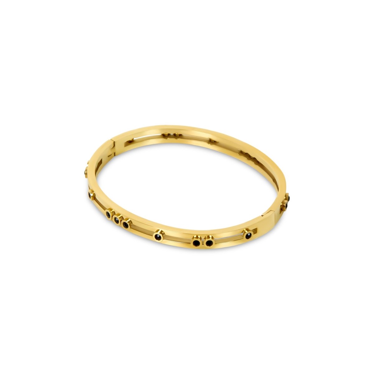 Black Studs Bangle 18K Gold Plated