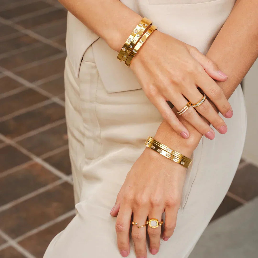 Classic Roman Bangle 18K Gold Plated