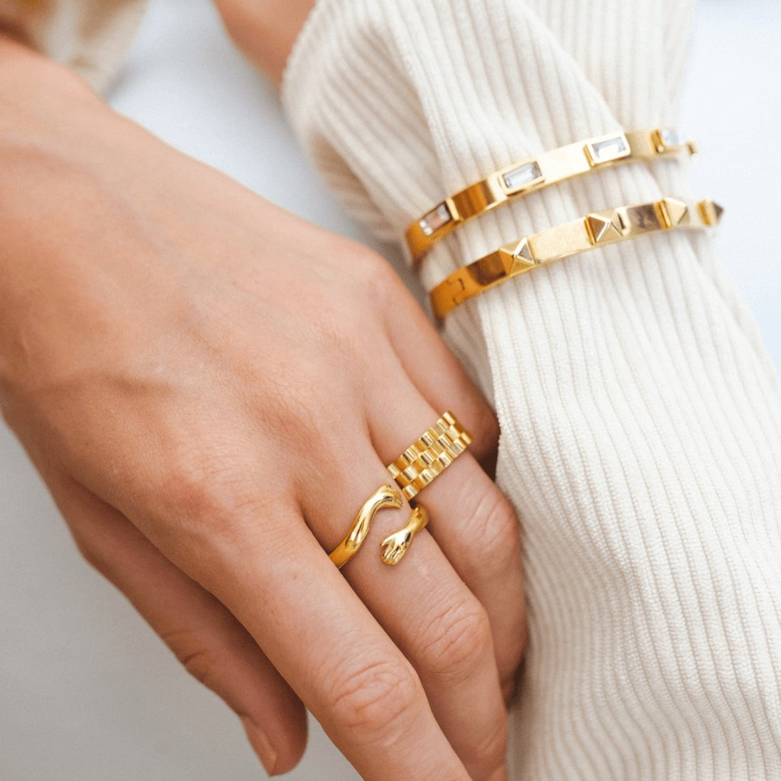 Navette Crystal Bangle 18K Gold Plated