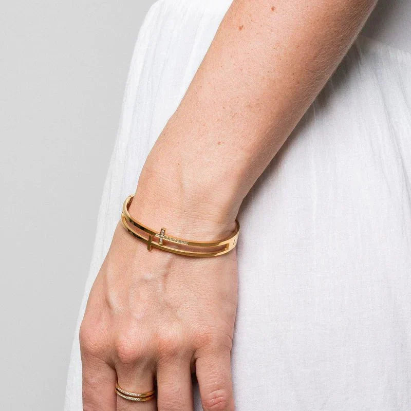 Cross Bangle 18K Gold Plated